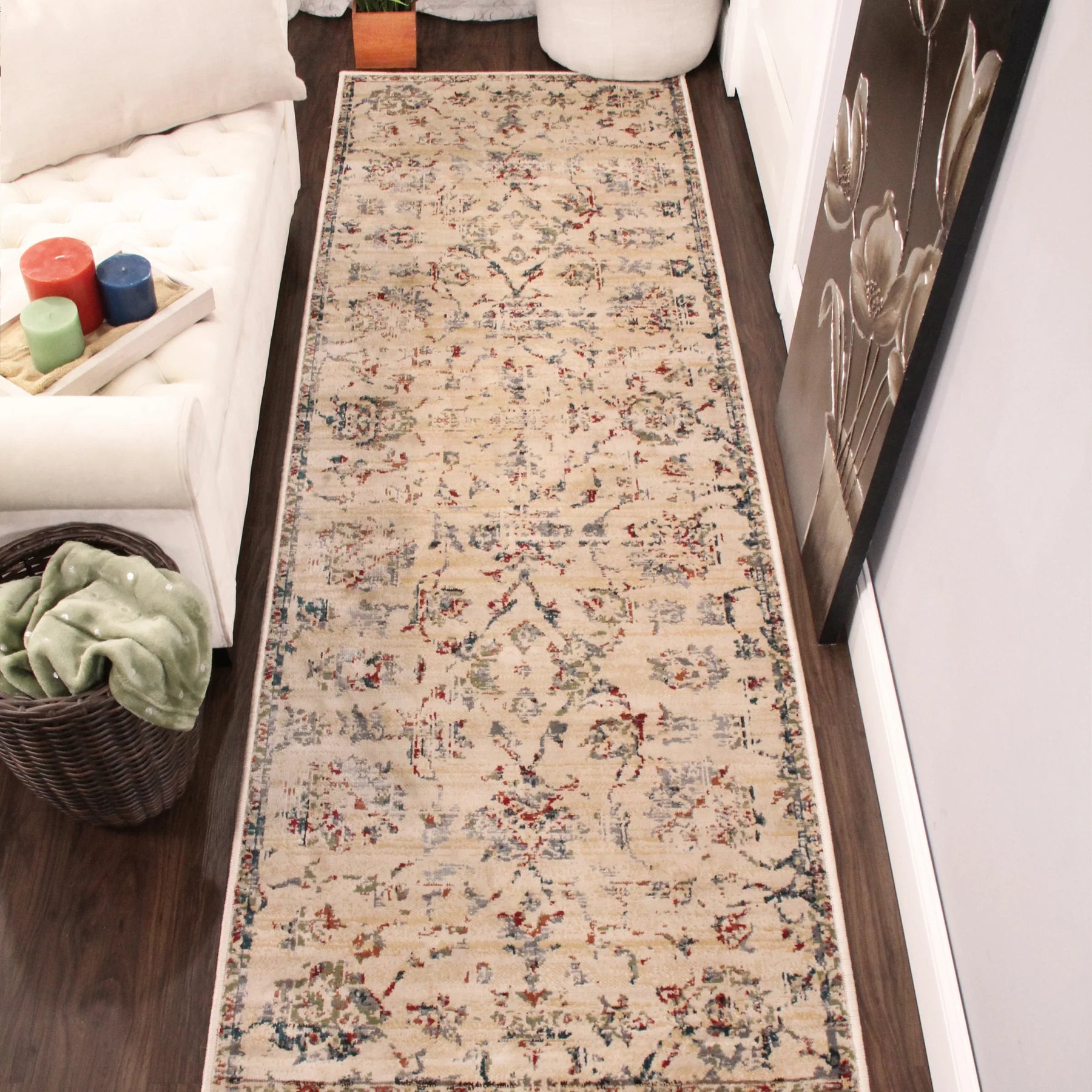 Basilio Modern Farmhouse Distressed Medallion Indoor Area Rug