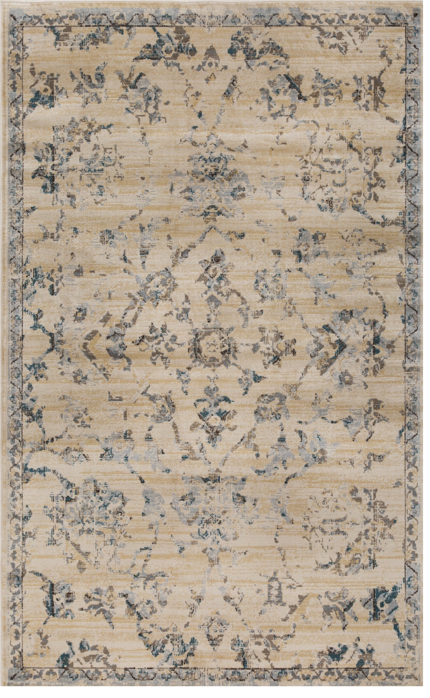 Basilio Modern Farmhouse Distressed Medallion Indoor Area Rug