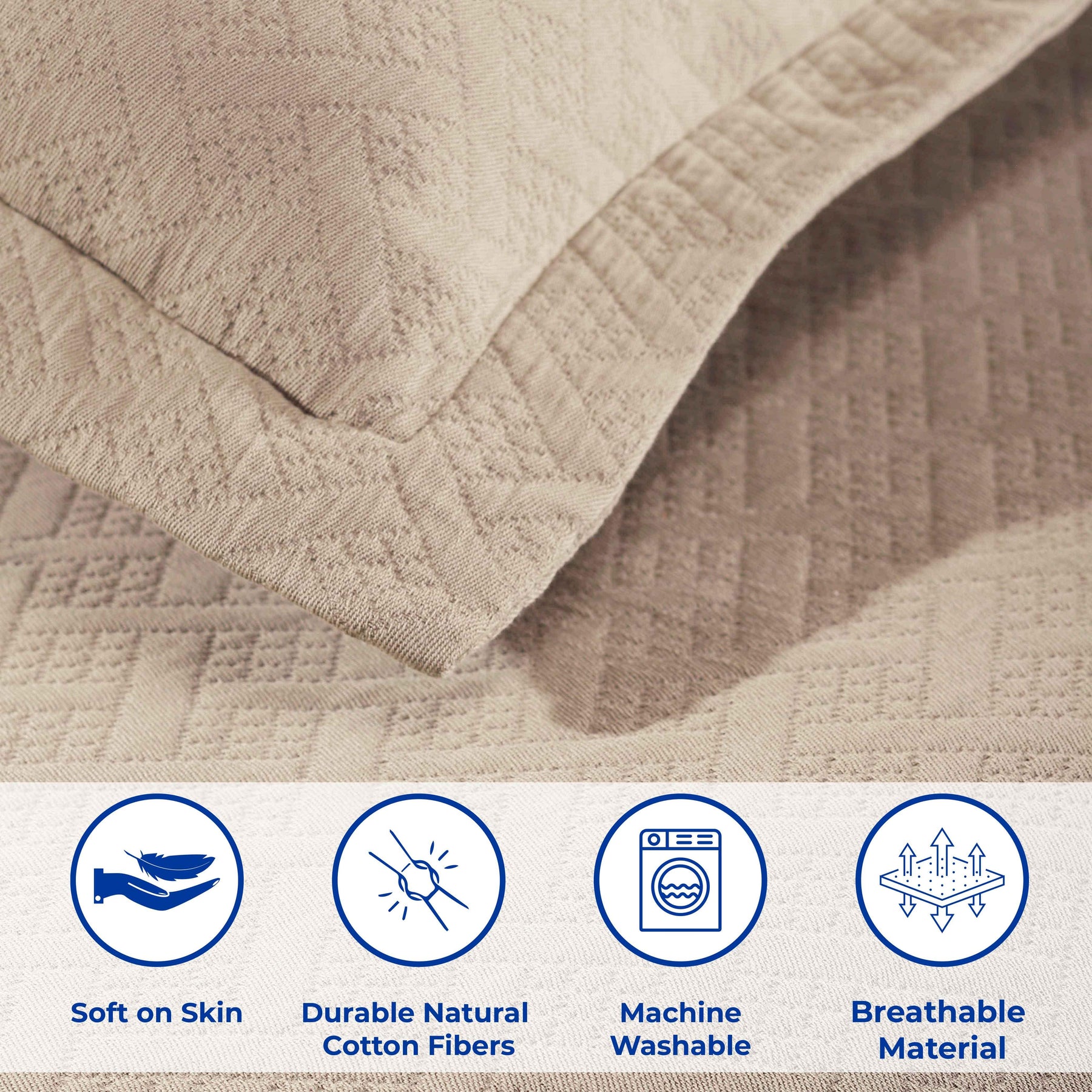 Basket Weave Matelasse Cotton Bedspread Set