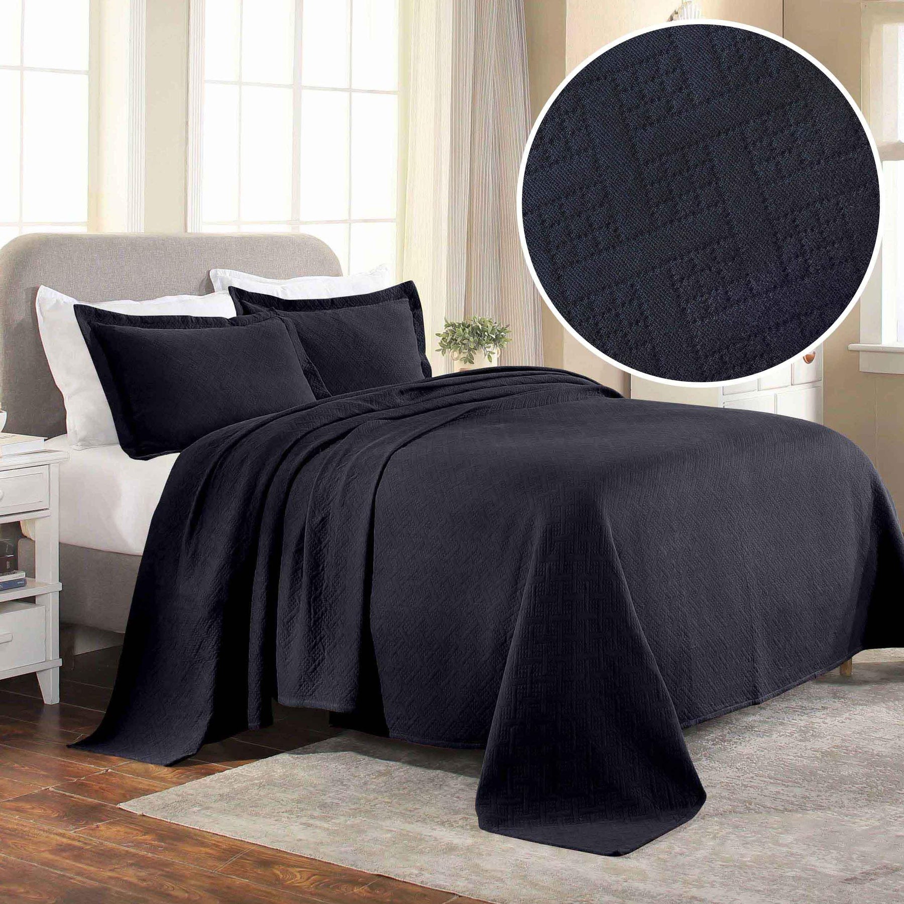 Basket Weave Matelasse Cotton Bedspread Set