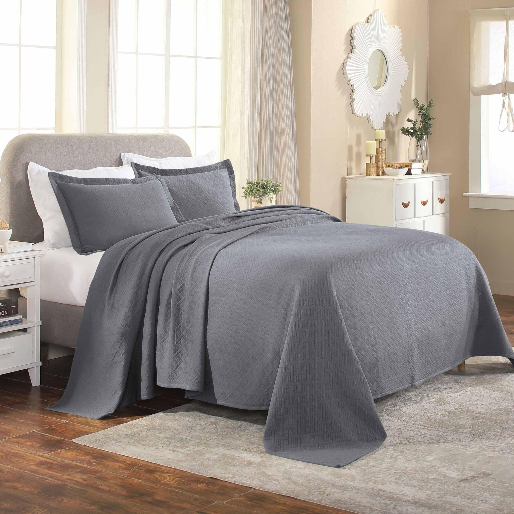 Basket Weave Matelasse Cotton Bedspread Set