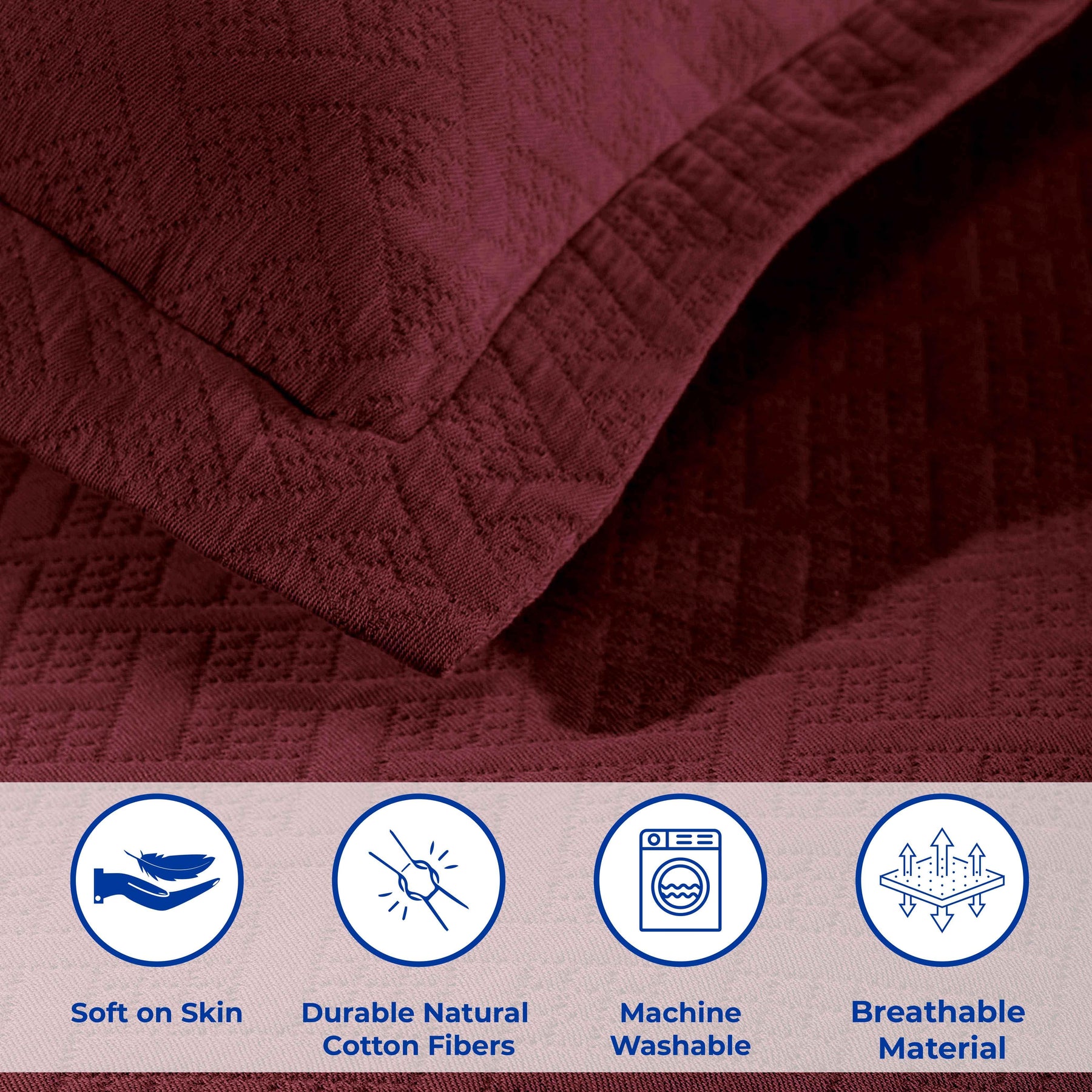 Basket Weave Matelasse Cotton Bedspread Set