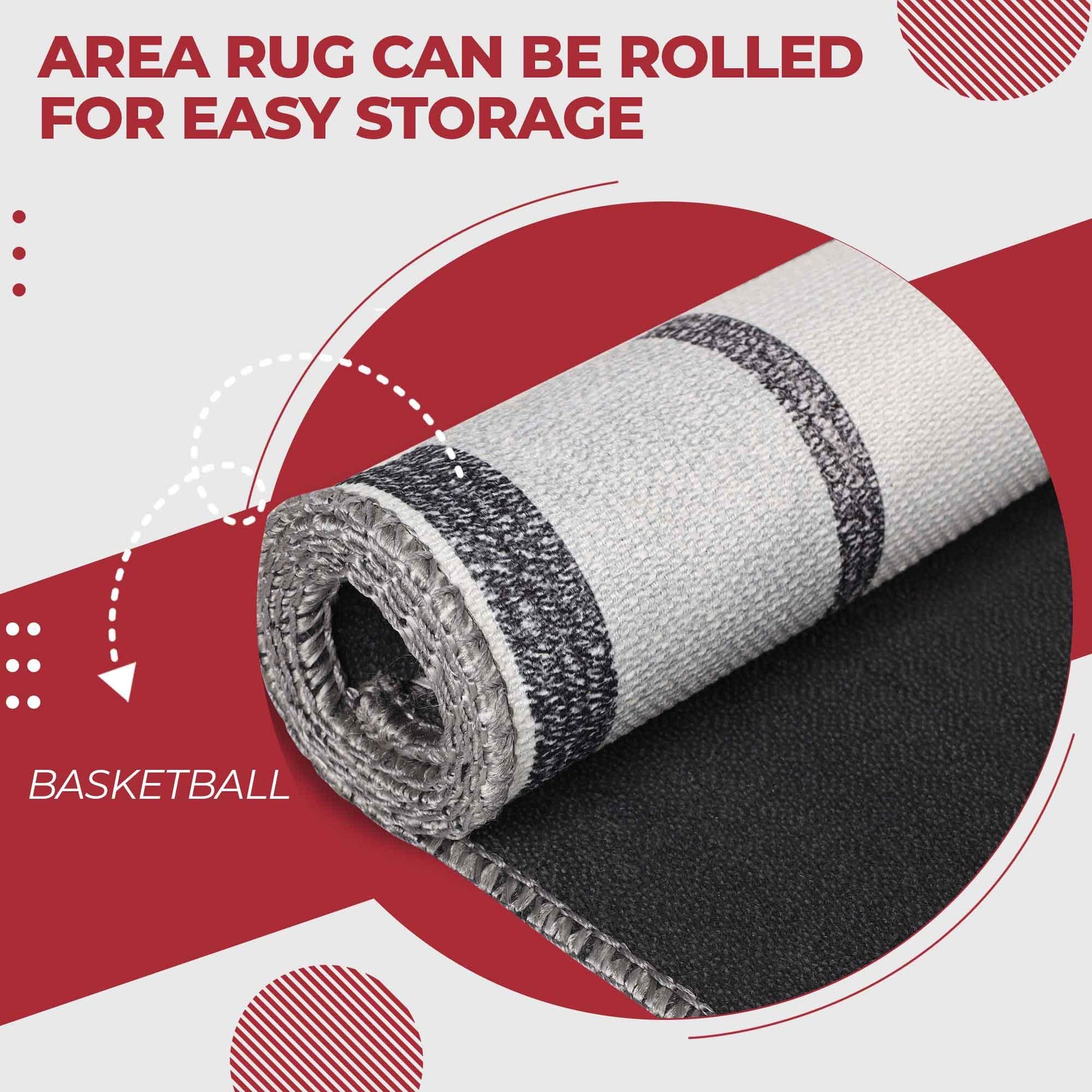 Basketball Court Non-Slip Kids Playroom Indoor Washable Area Rug