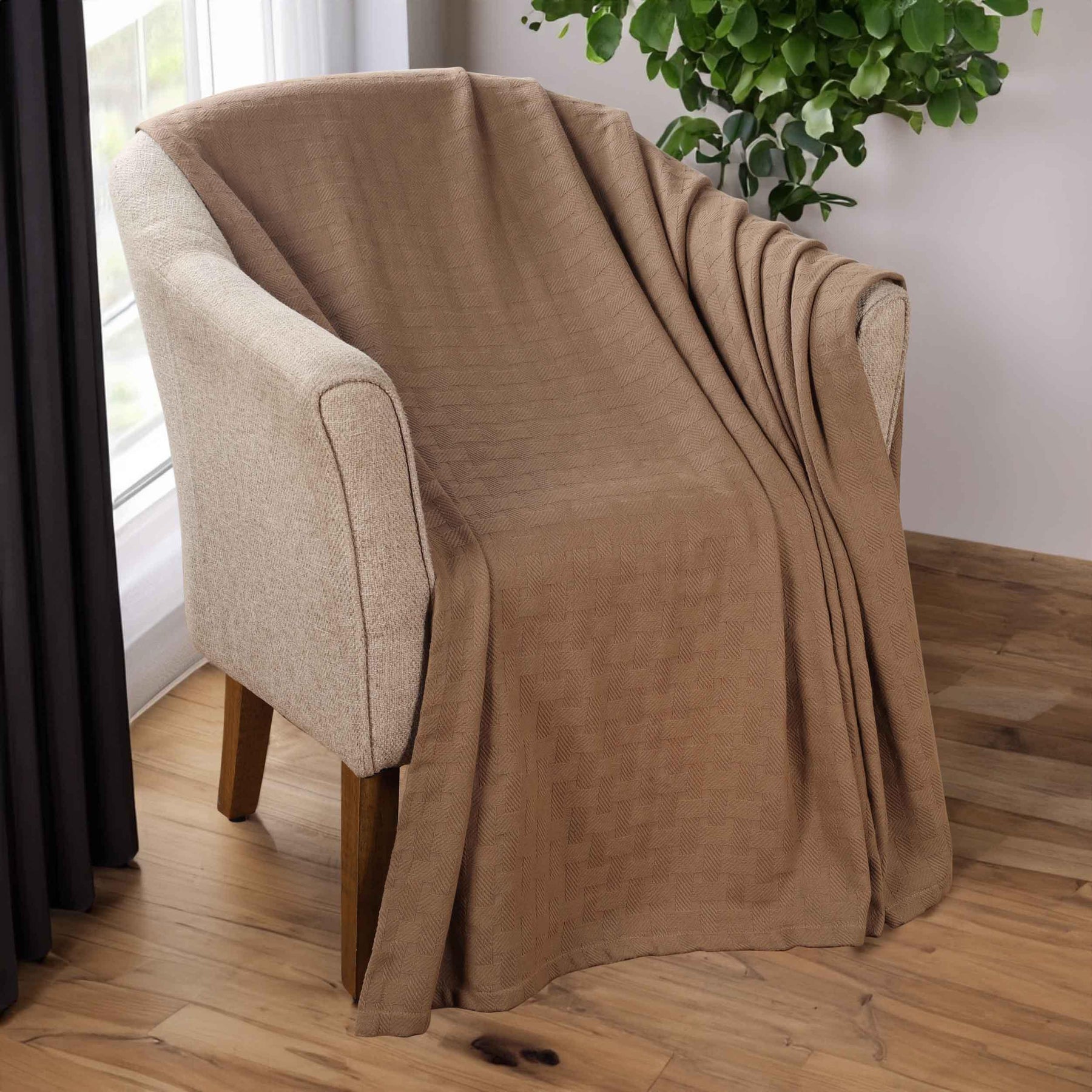 Basketweave Classic Farmhouse All-Season Cotton Blanket