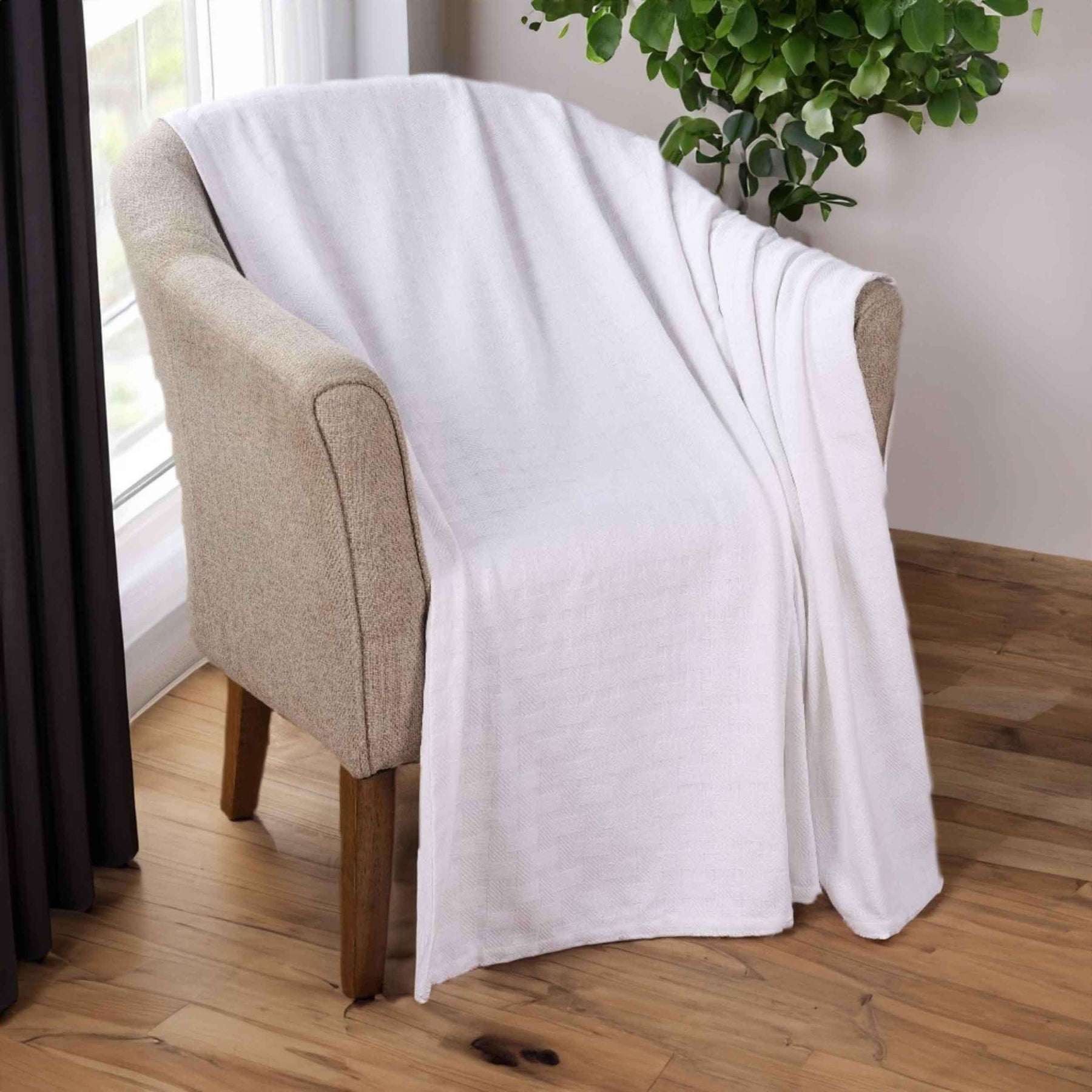 Basketweave Classic Farmhouse All-Season Cotton Blanket
