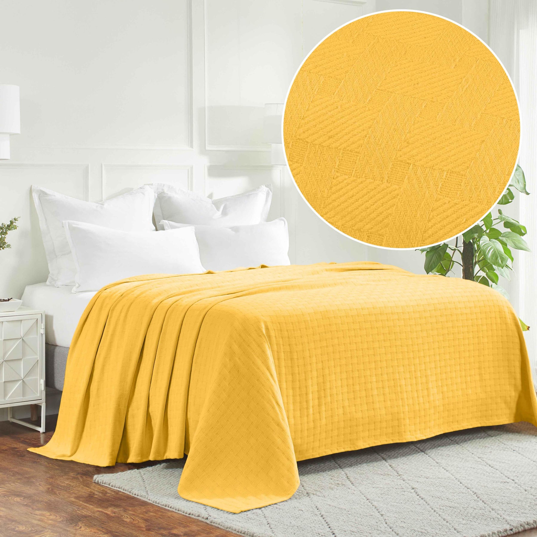Basketweave Classic Farmhouse All-Season Cotton Blanket