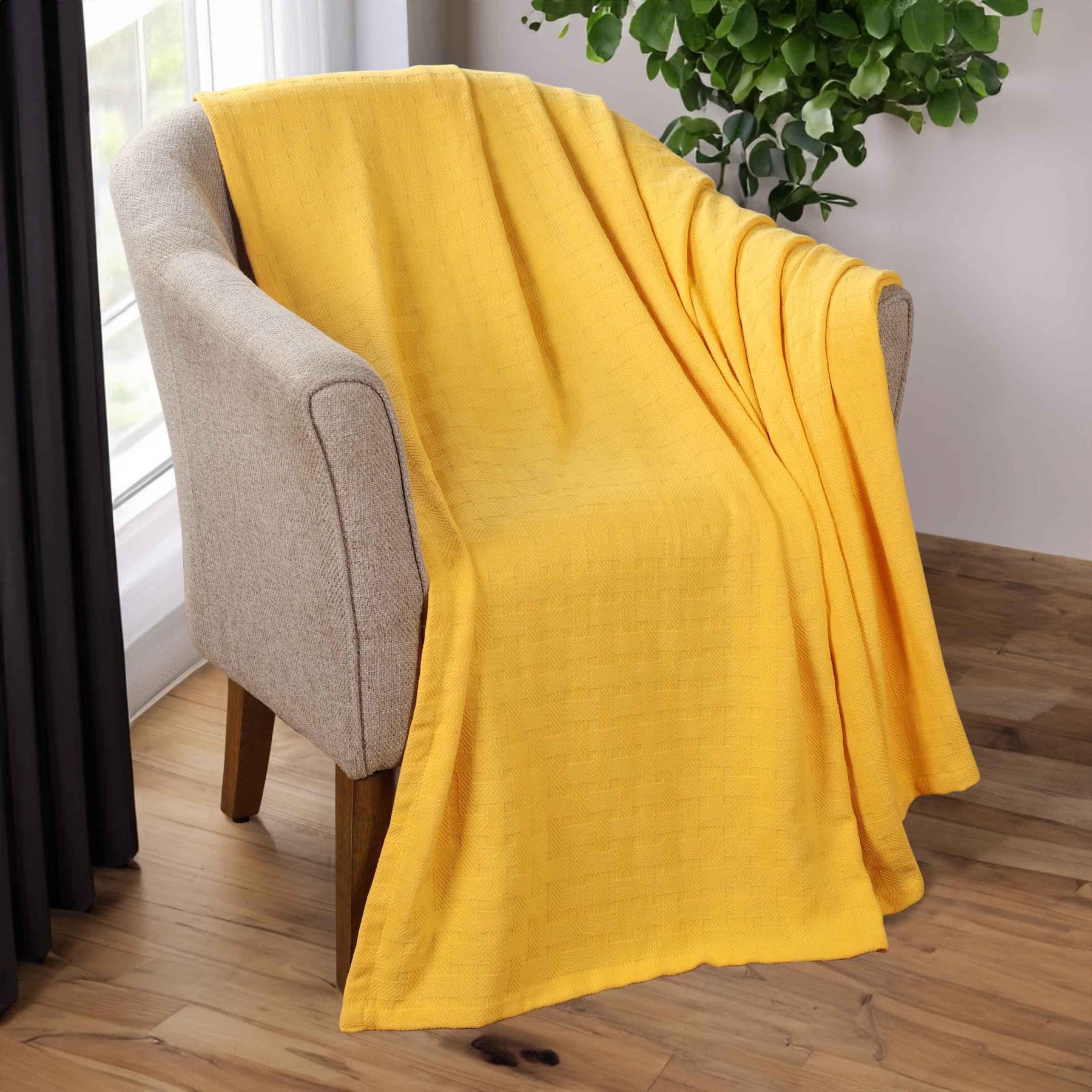 Basketweave Classic Farmhouse All-Season Cotton Blanket