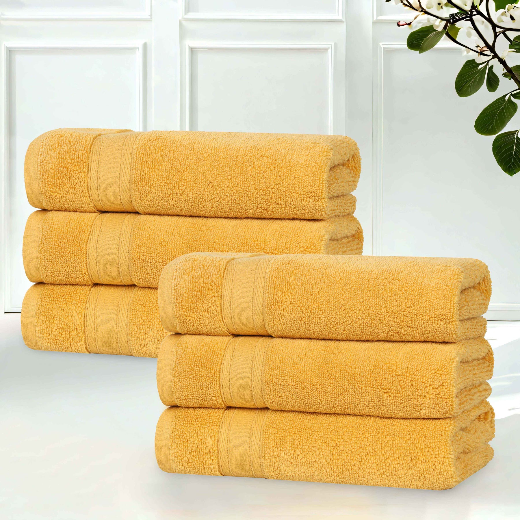 Belmont Zero Twist Cotton Medium Weight Hand Towels, Set of 6