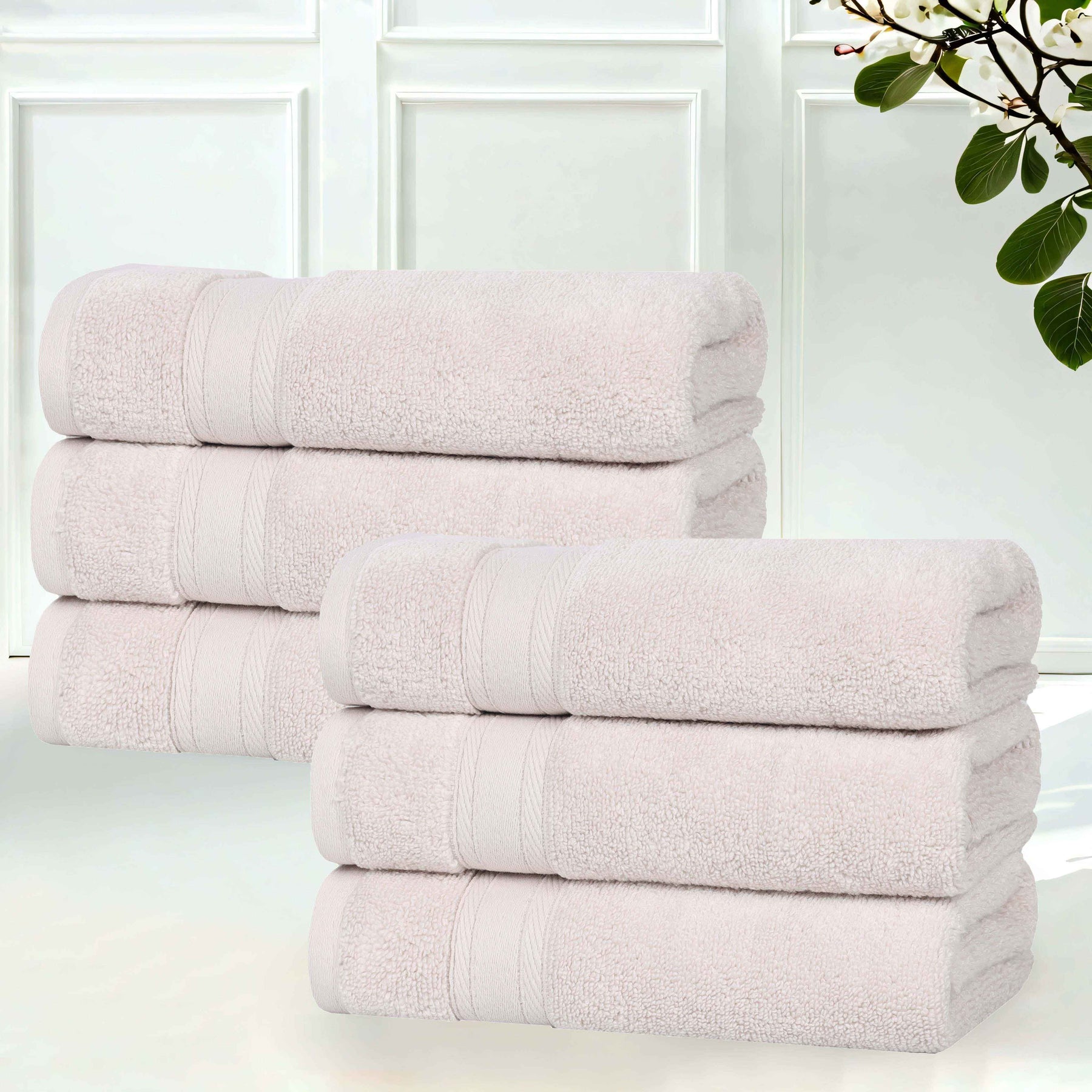 Belmont Zero Twist Cotton Medium Weight Hand Towels, Set of 6