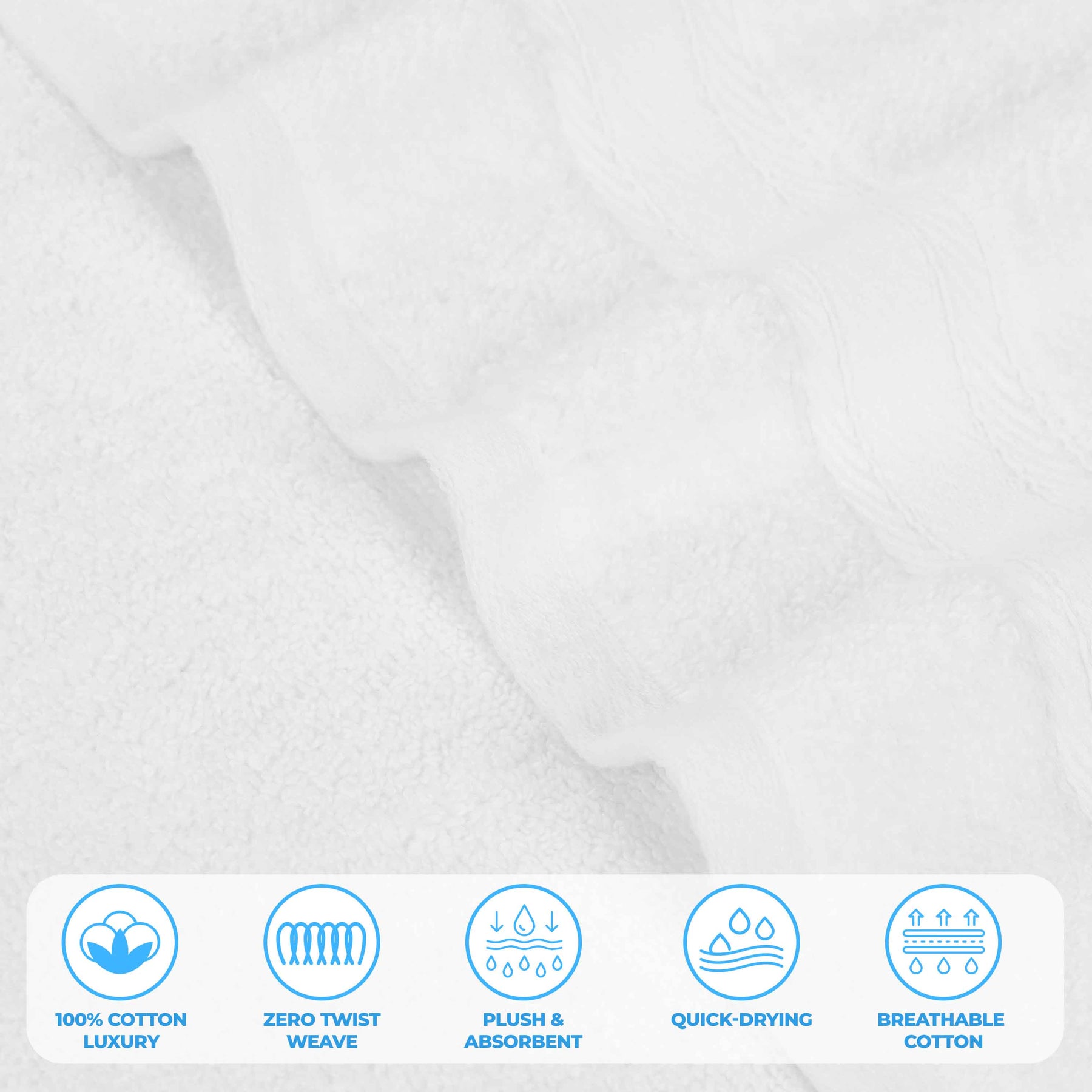 Belmont Zero Twist Cotton Medium Weight Hand Towels, Set of 6