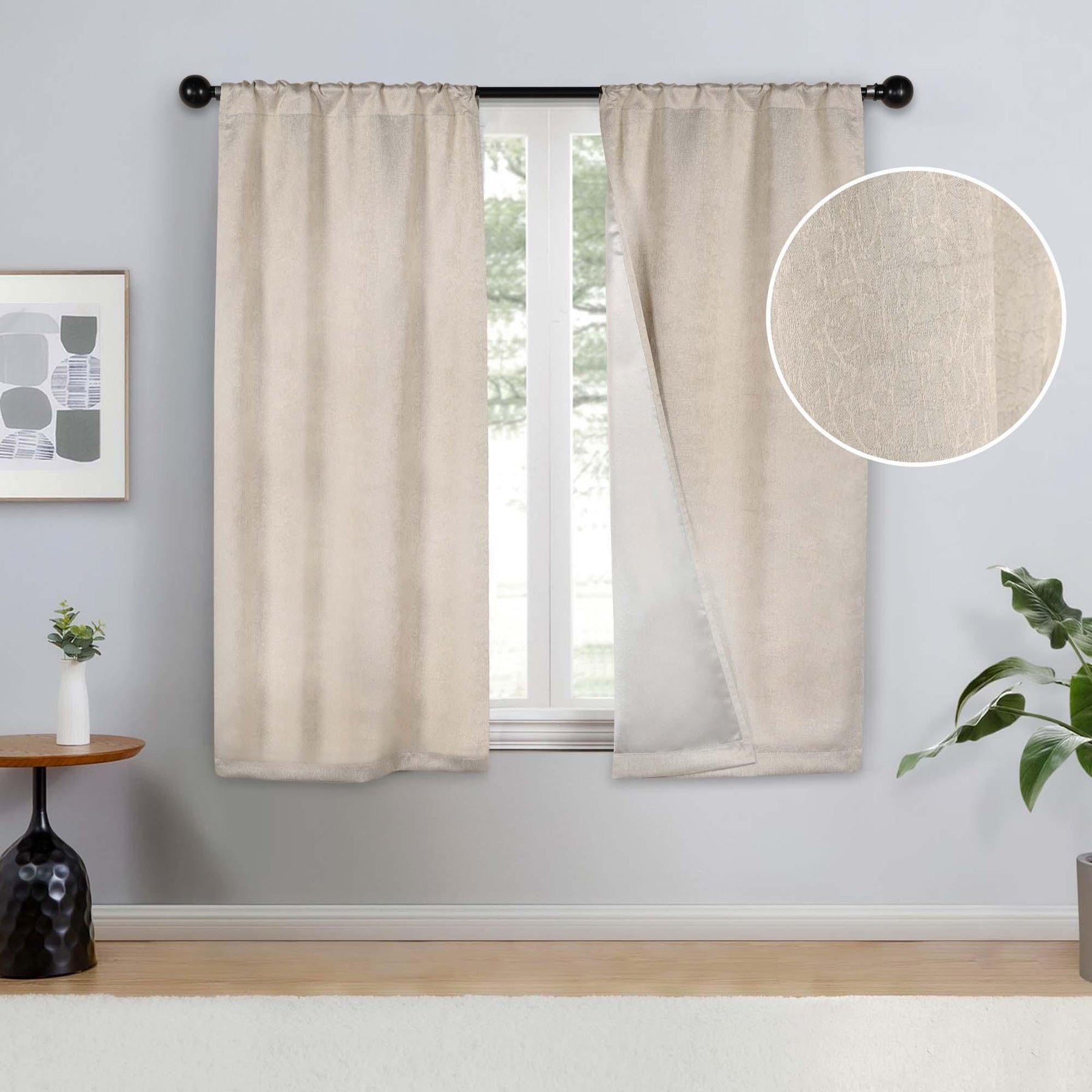Blackout Senna Solid Textured Grommet Curtain Panels. Set of 2