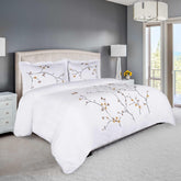 Blossom Cotton Floral Embroidered 3 Piece Duvet Cover Set
