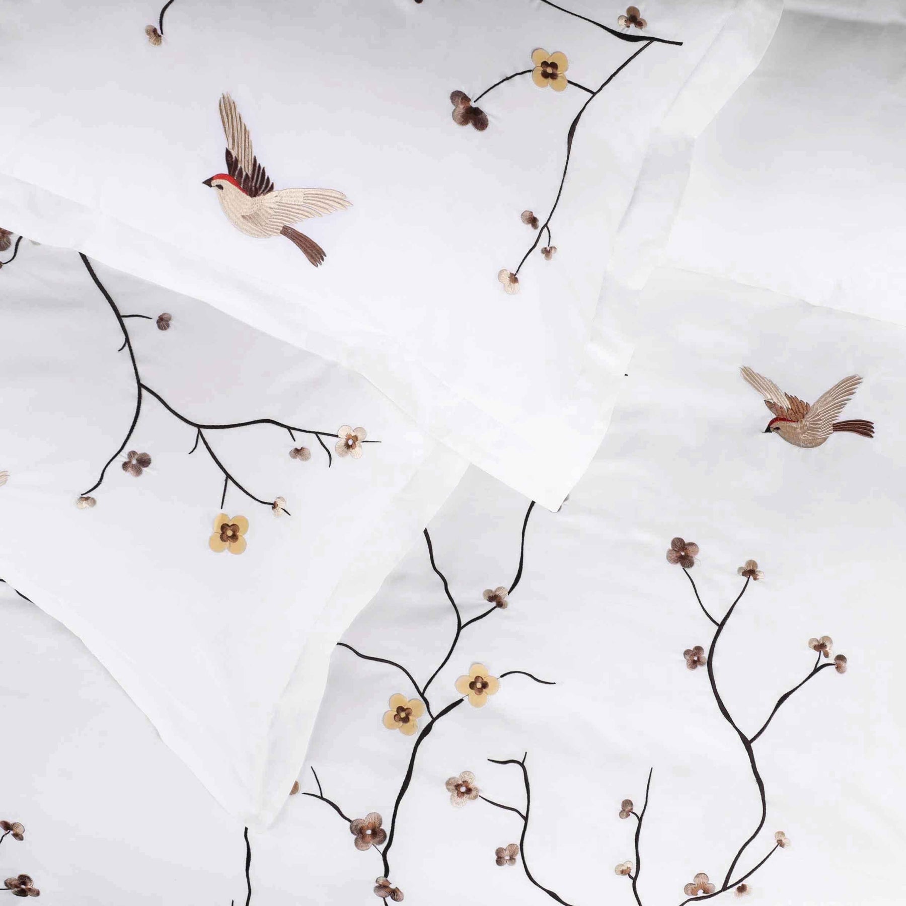Blossom Cotton Floral Embroidered 3 Piece Duvet Cover Set