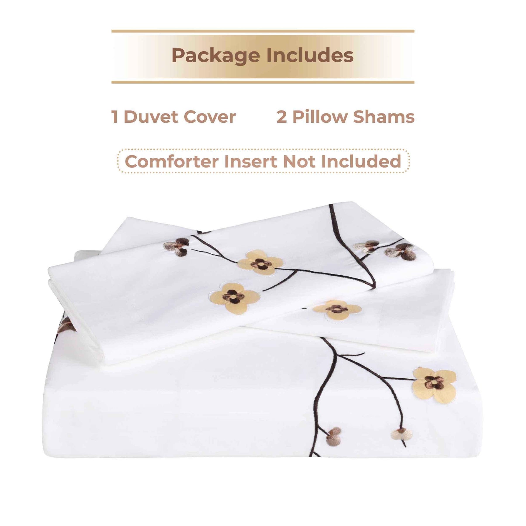Blossom Cotton Floral Embroidered 3 Piece Duvet Cover Set