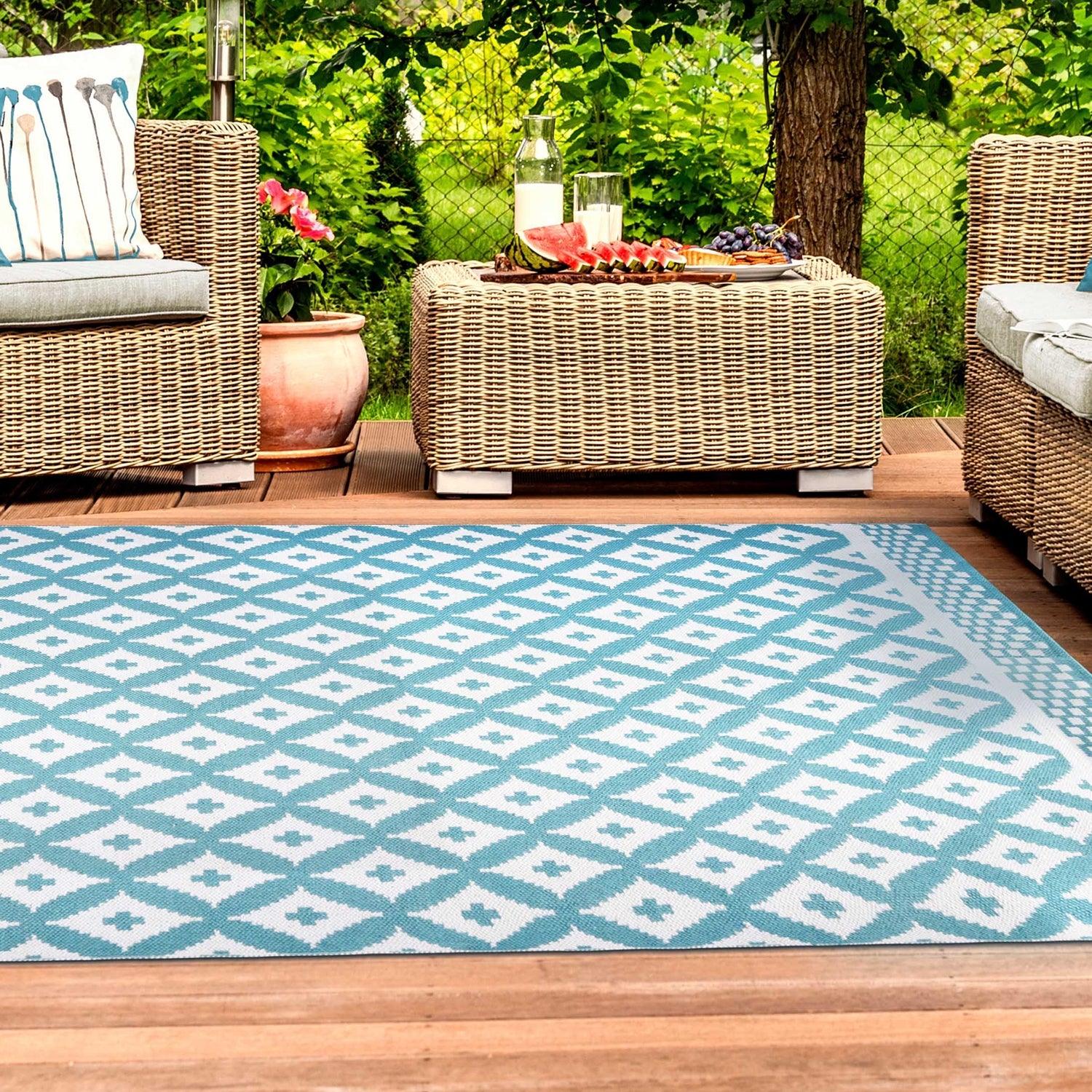 Modern Geometric Lattice Indoor Outdoor Area Rug