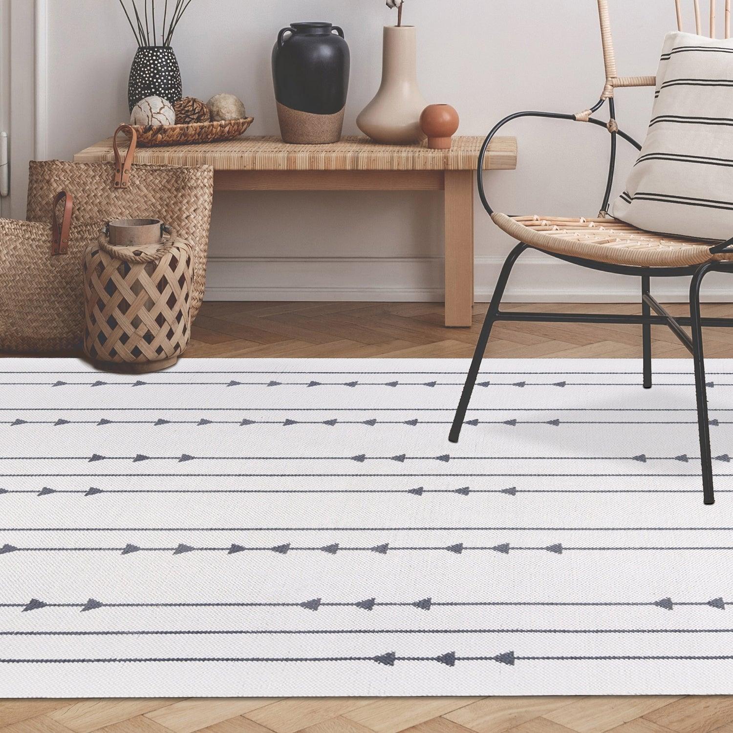 Bohemian Arrow Line Pattern Indoor Outdoor Area Rug