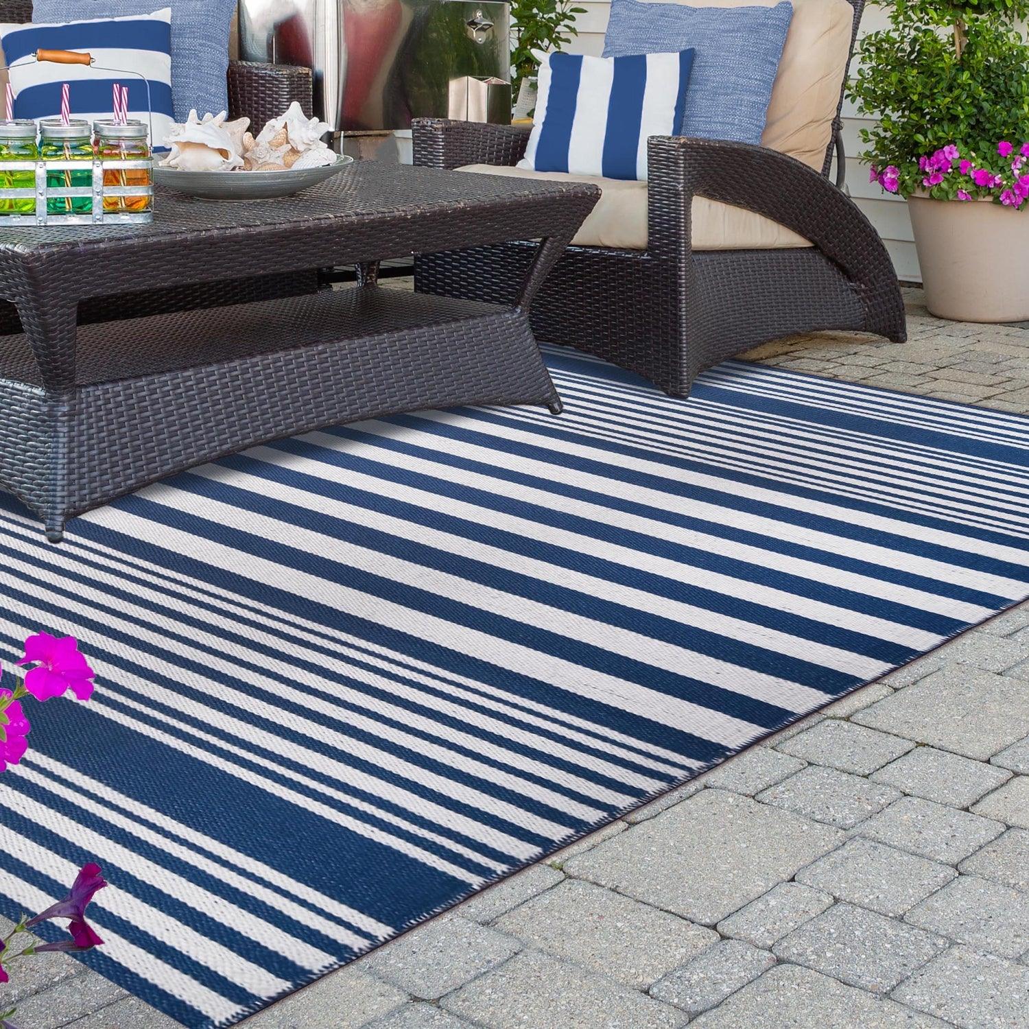 Modern Stripes Large Indoor Outdoor Pattern Area Rug