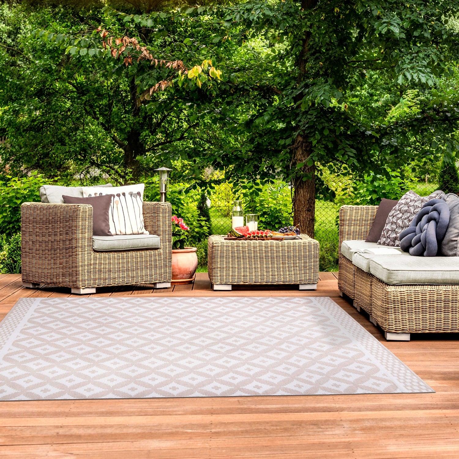 Modern Geometric Lattice Indoor Outdoor Area Rug