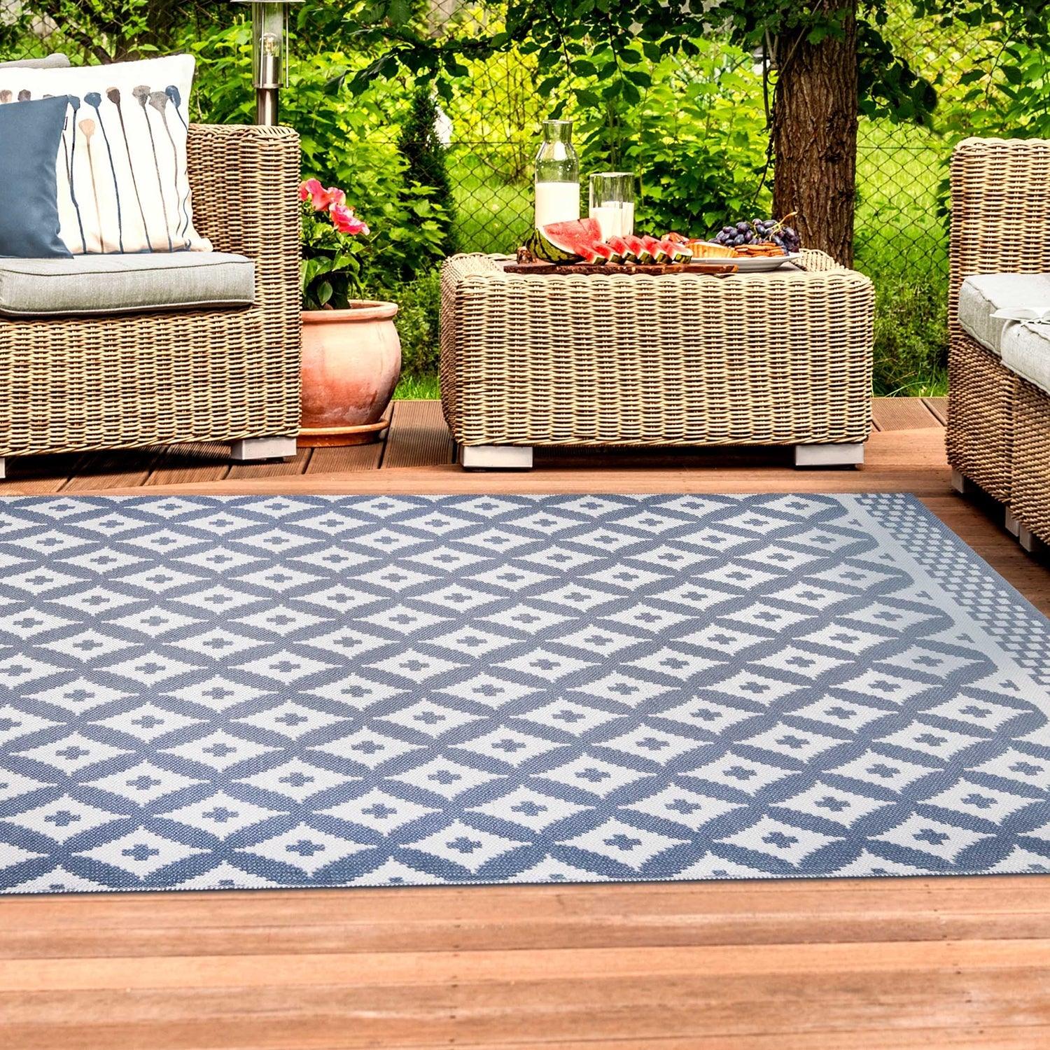 Modern Geometric Lattice Indoor Outdoor Area Rug