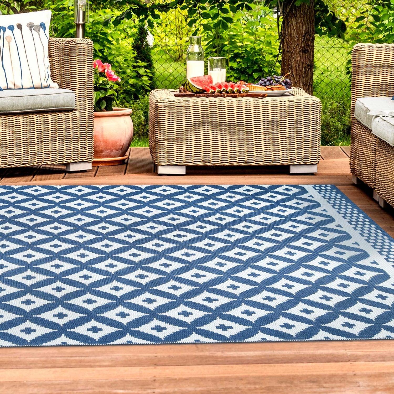 Modern Geometric Lattice Indoor Outdoor Area Rug