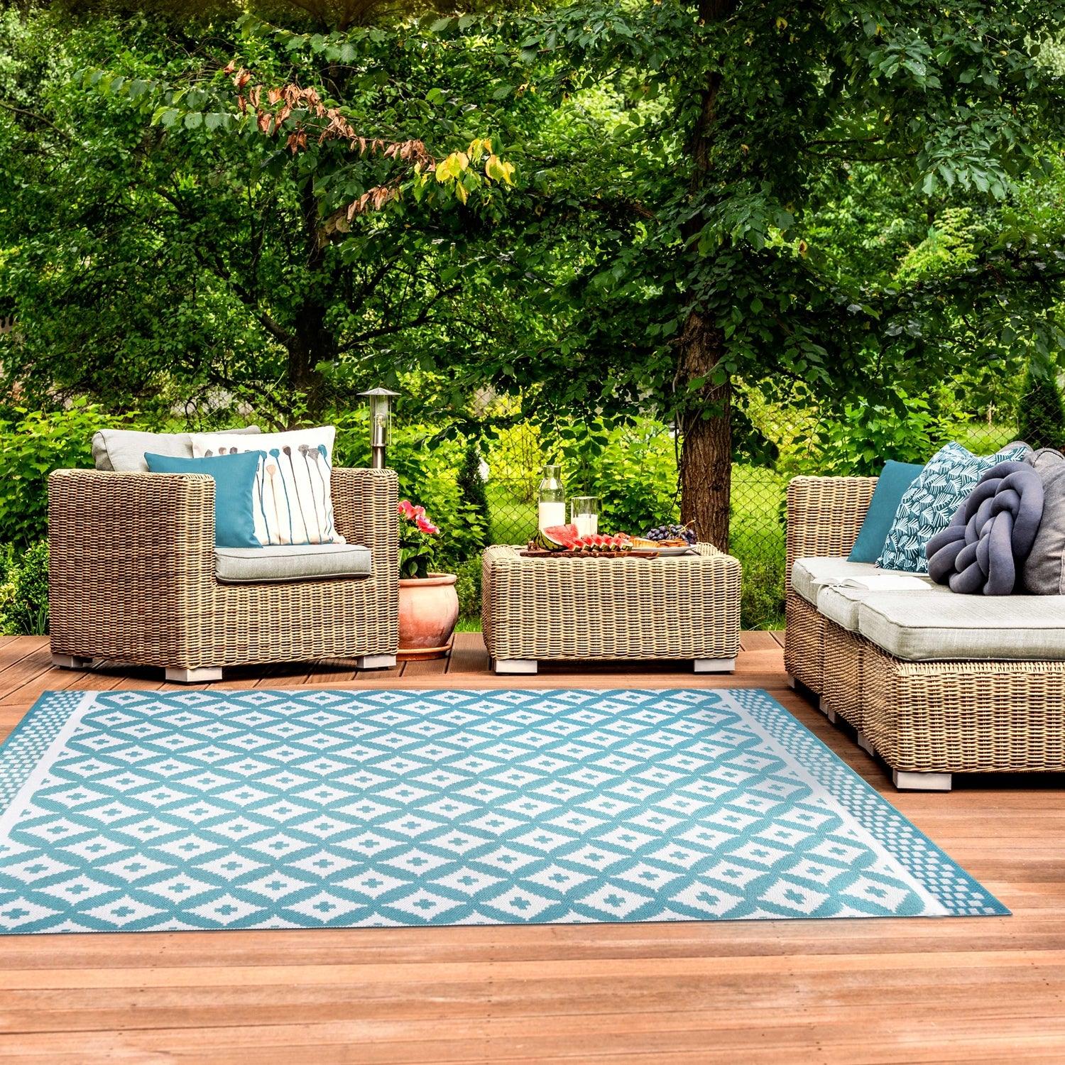 Modern Geometric Lattice Indoor Outdoor Area Rug