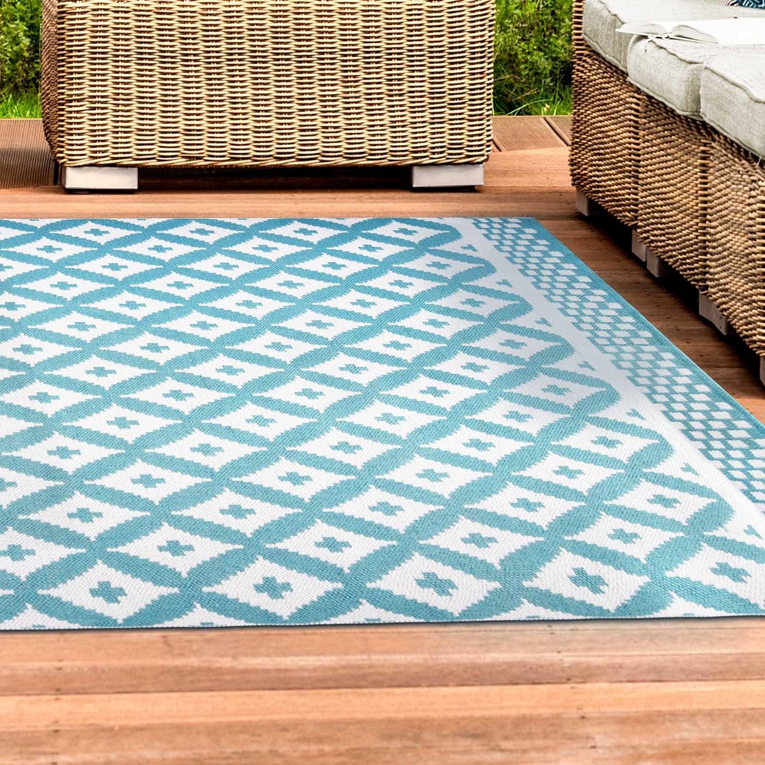 Modern Geometric Lattice Indoor Outdoor Area Rug