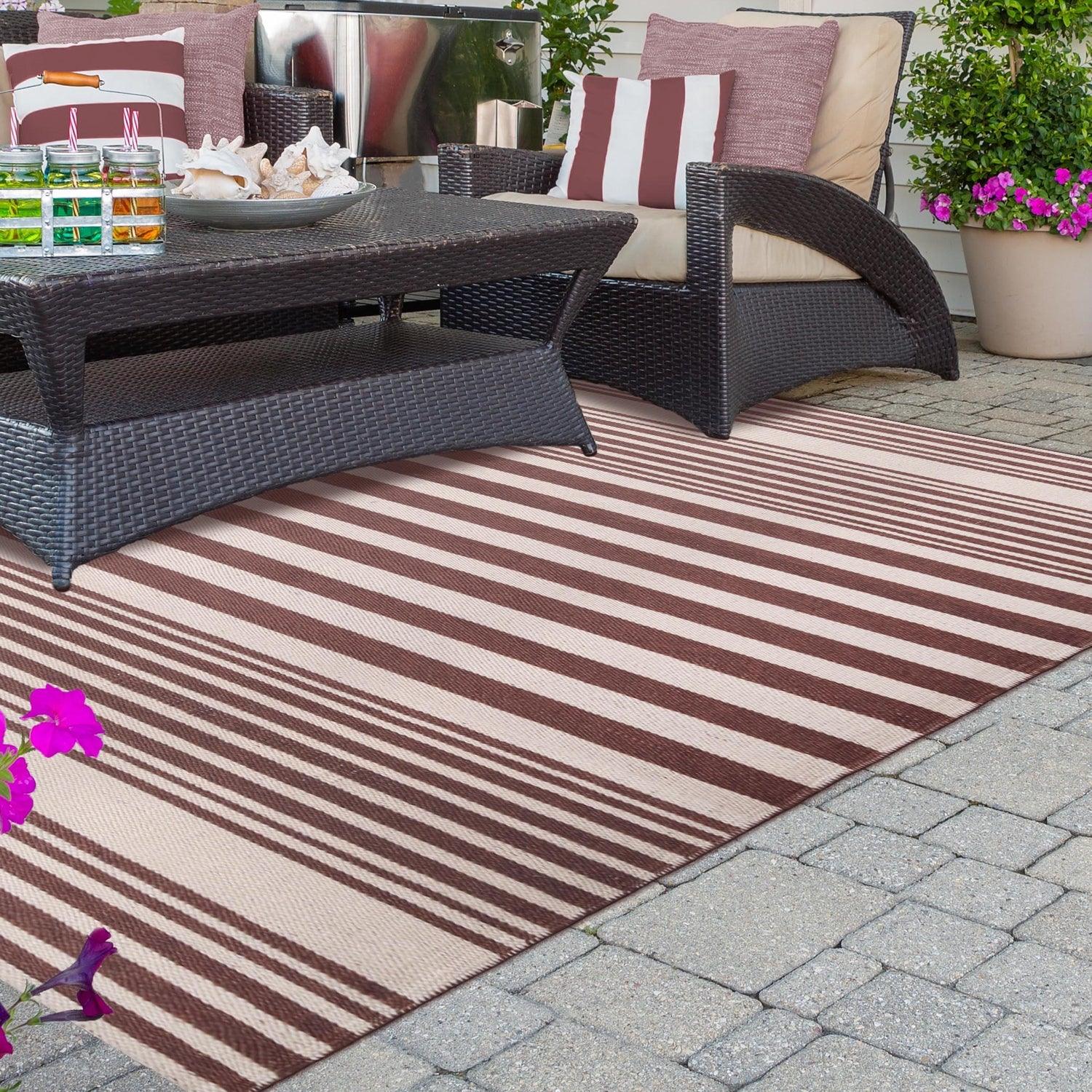 Modern Stripes Large Indoor Outdoor Pattern Area Rug