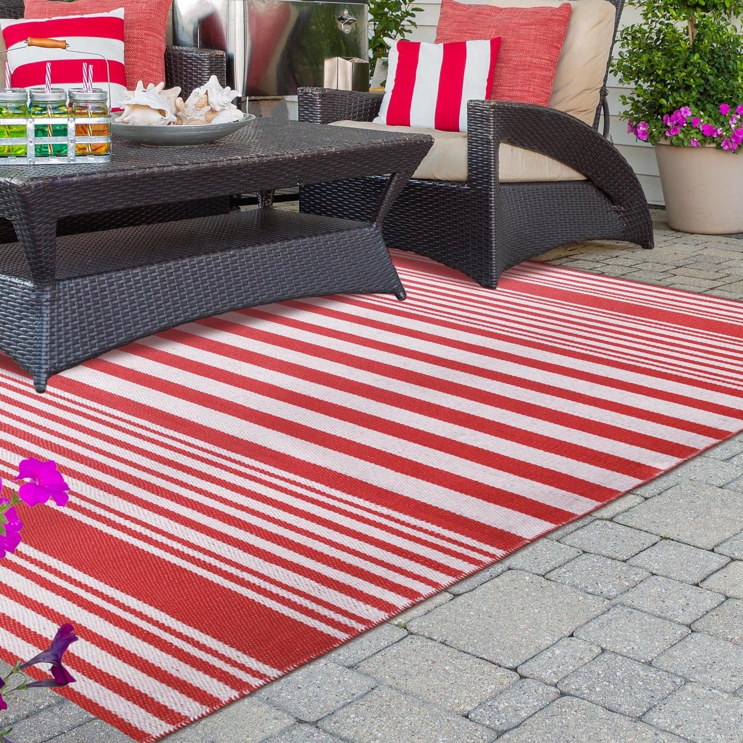 Modern Stripes Large Indoor Outdoor Pattern Area Rug