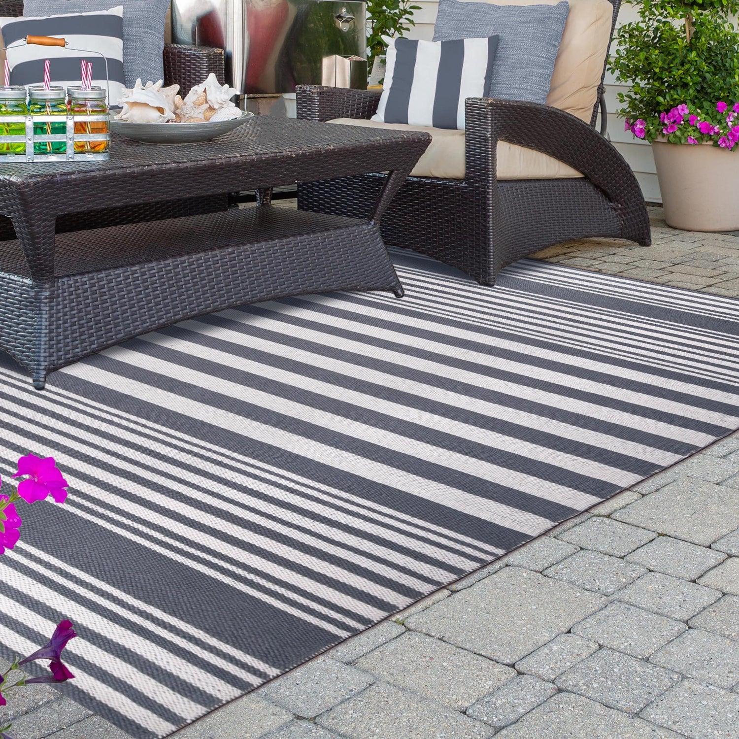 Modern Stripes Large Indoor Outdoor Pattern Area Rug