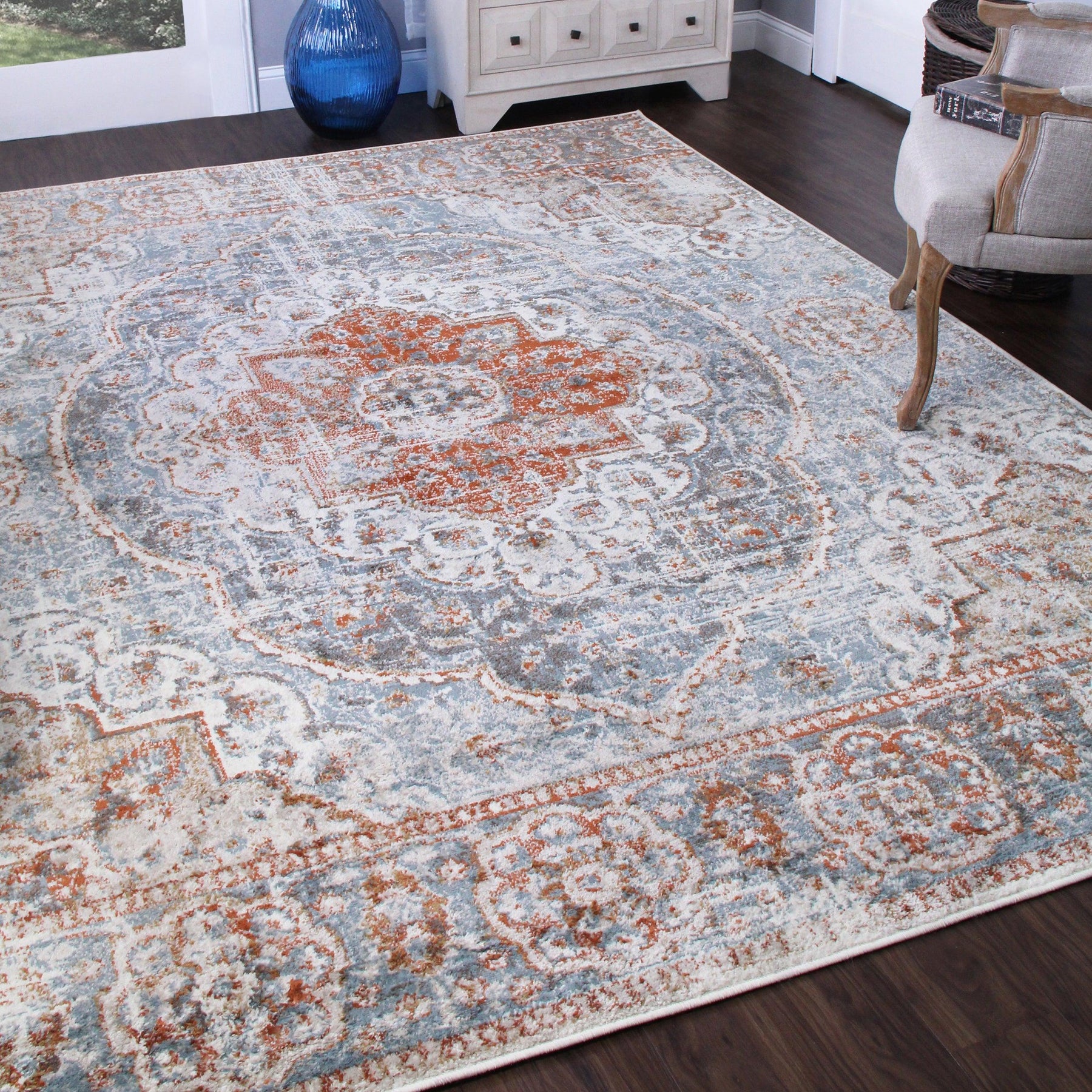 Bodhi Vintage Floral Medallion Indoor Area Rugs or Runner Rug
