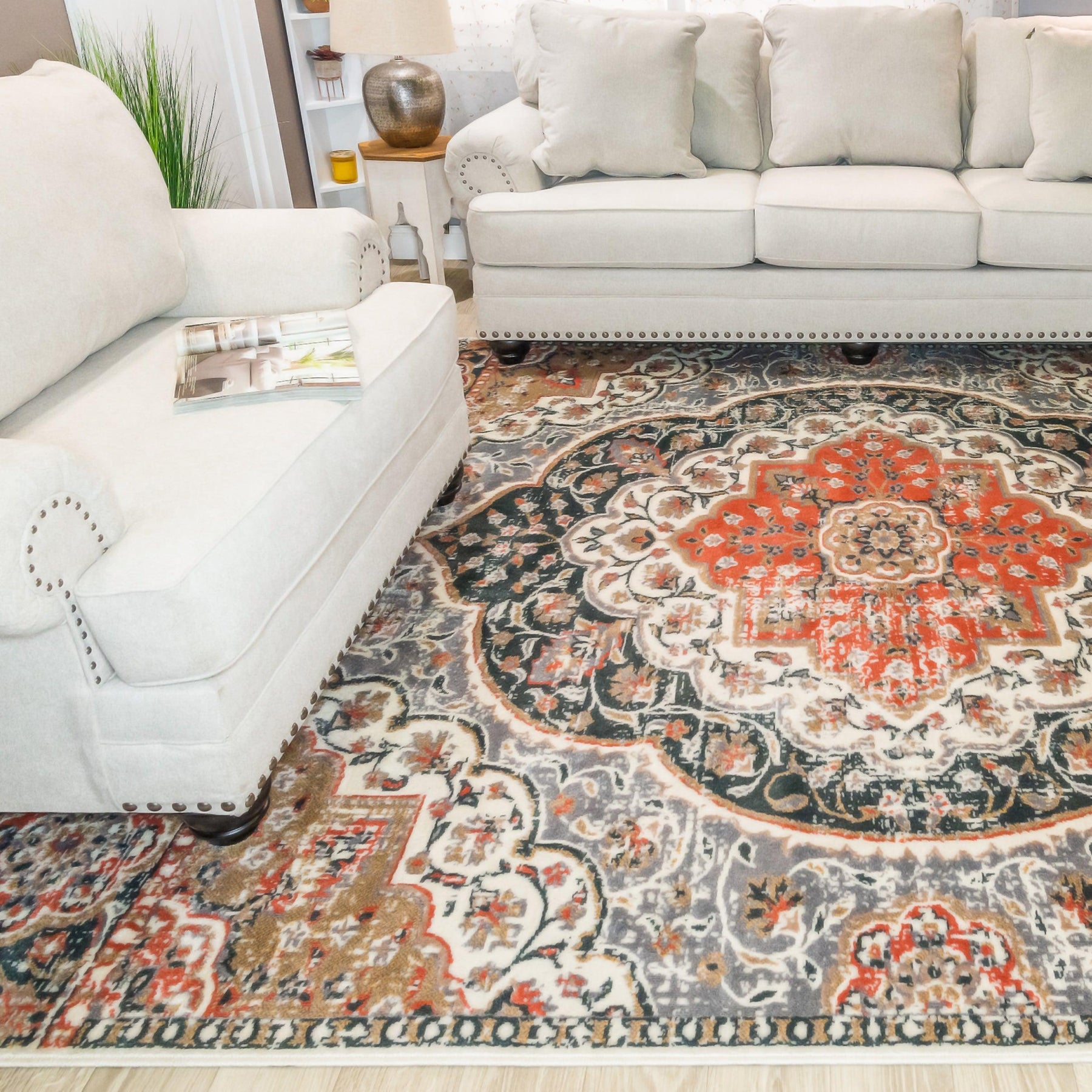 Bodhi Vintage Floral Medallion Indoor Area Rugs or Runner Rug