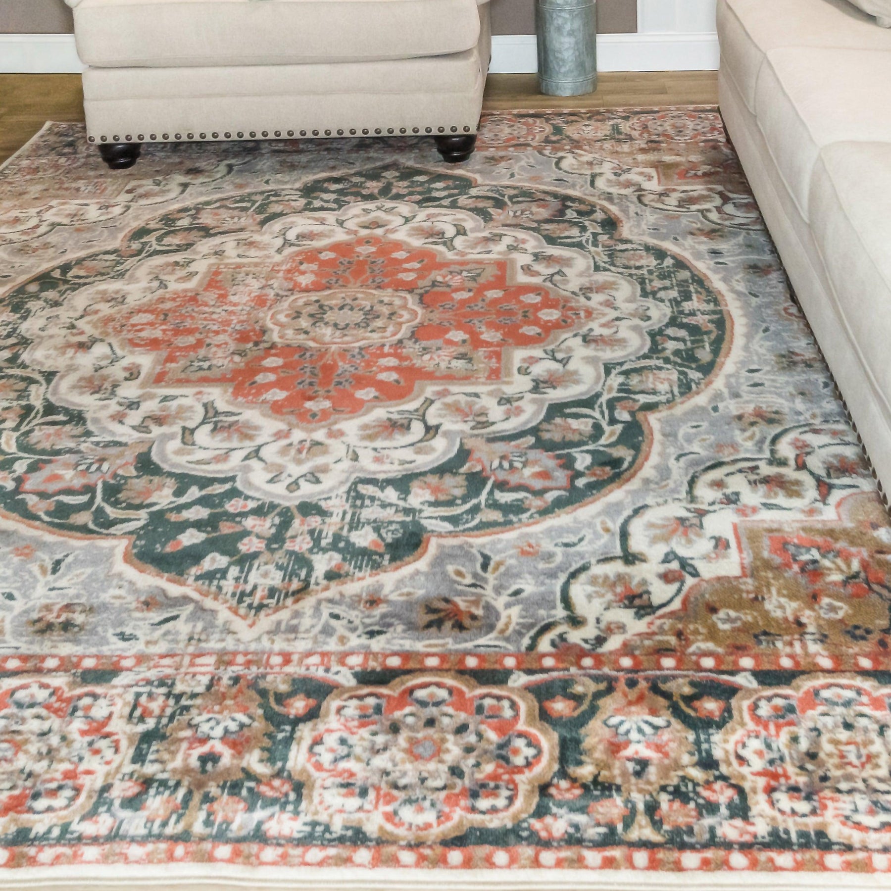 Bodhi Vintage Floral Medallion Indoor Area Rugs or Runner Rug