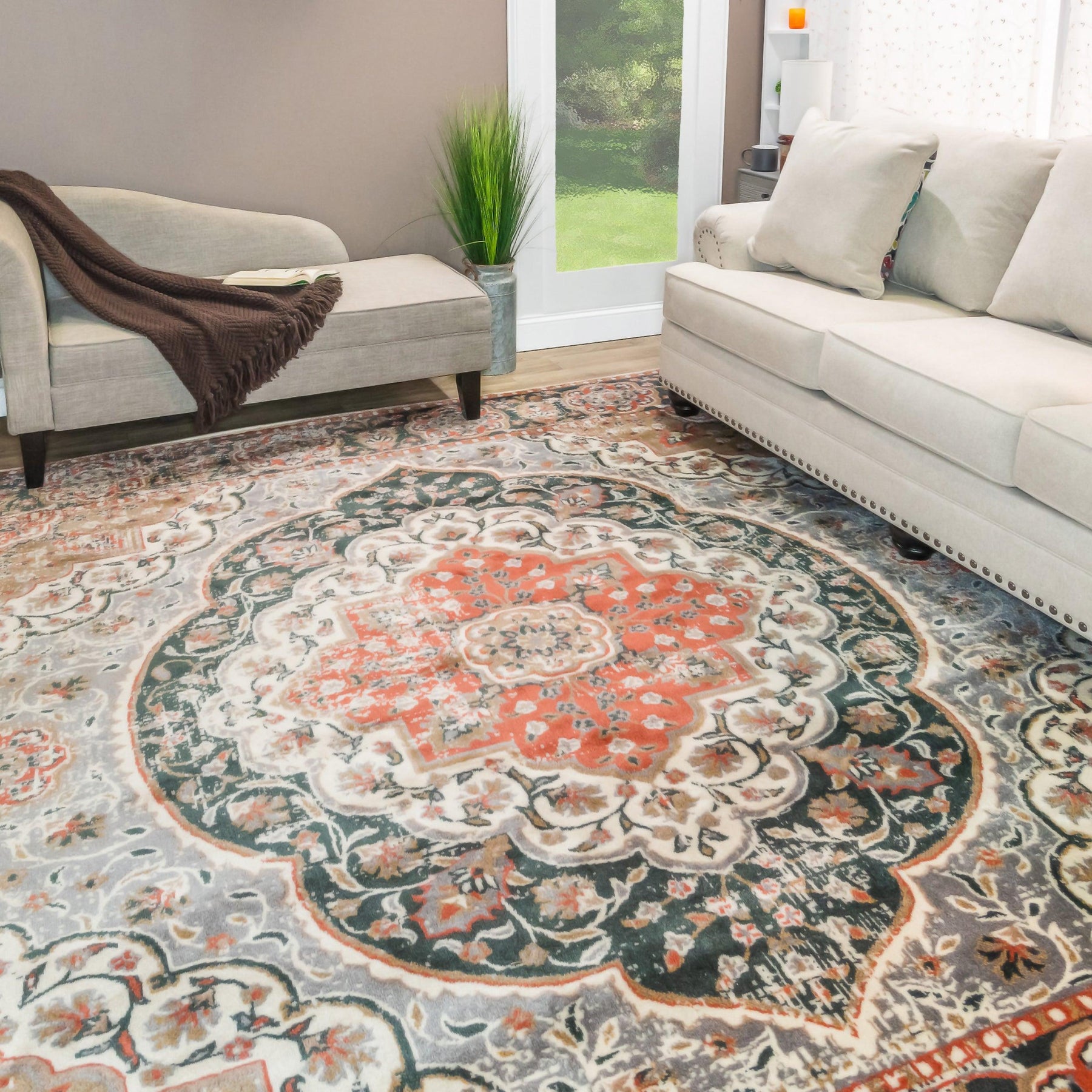 Bodhi Vintage Floral Medallion Indoor Area Rugs or Runner Rug