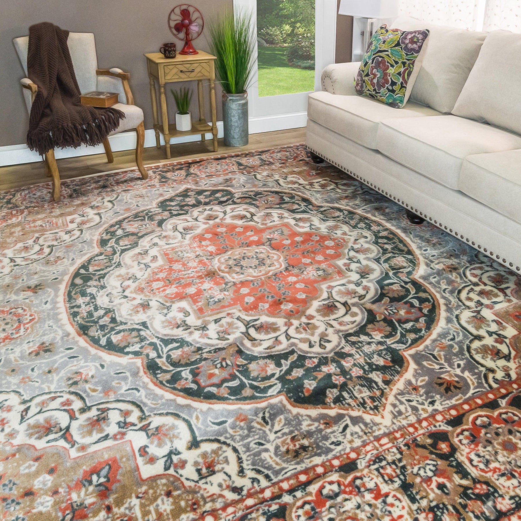 Bodhi Vintage Floral Medallion Indoor Area Rugs or Runner Rug