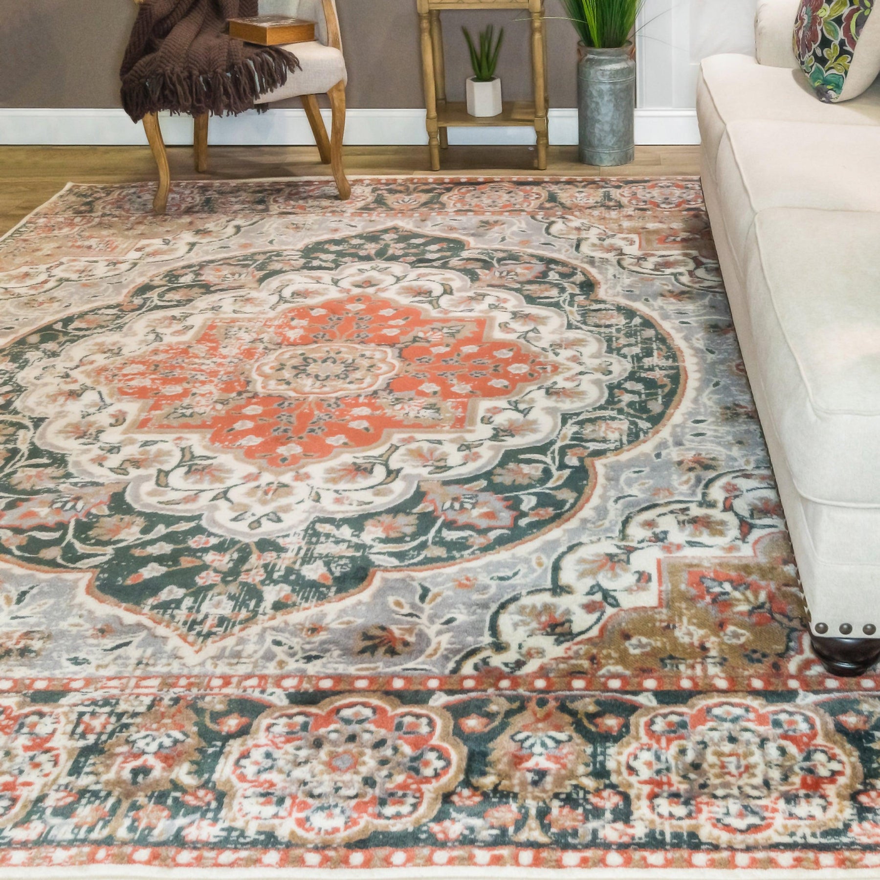 Bodhi Vintage Floral Medallion Indoor Area Rugs or Runner Rug
