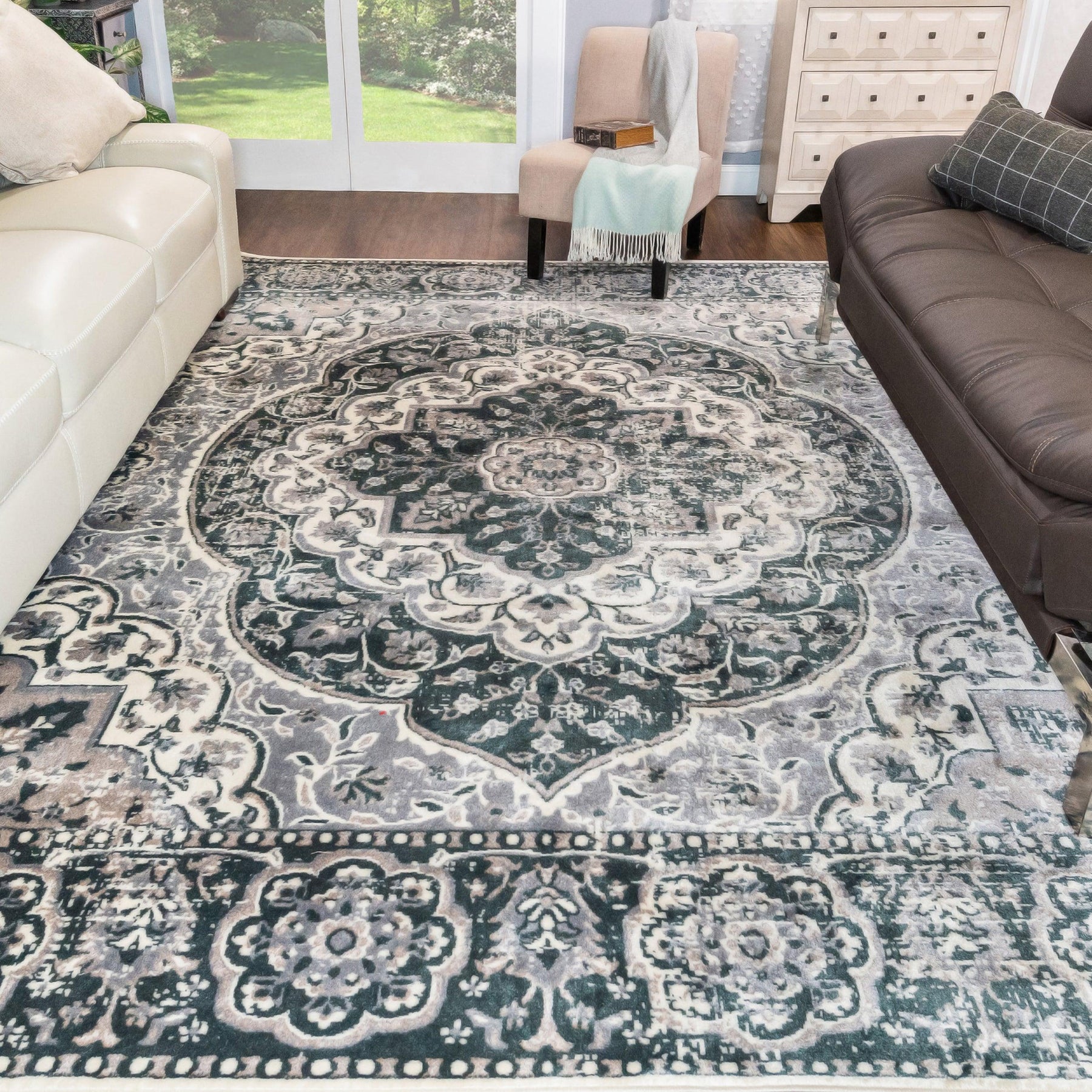 Bodhi Vintage Floral Medallion Indoor Area Rugs or Runner Rug