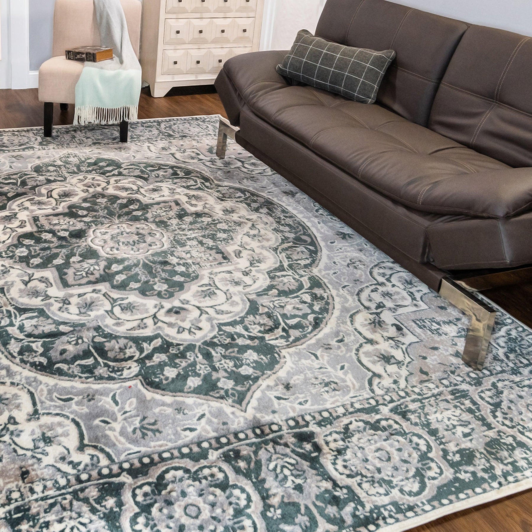 Bodhi Vintage Floral Medallion Indoor Area Rugs or Runner Rug