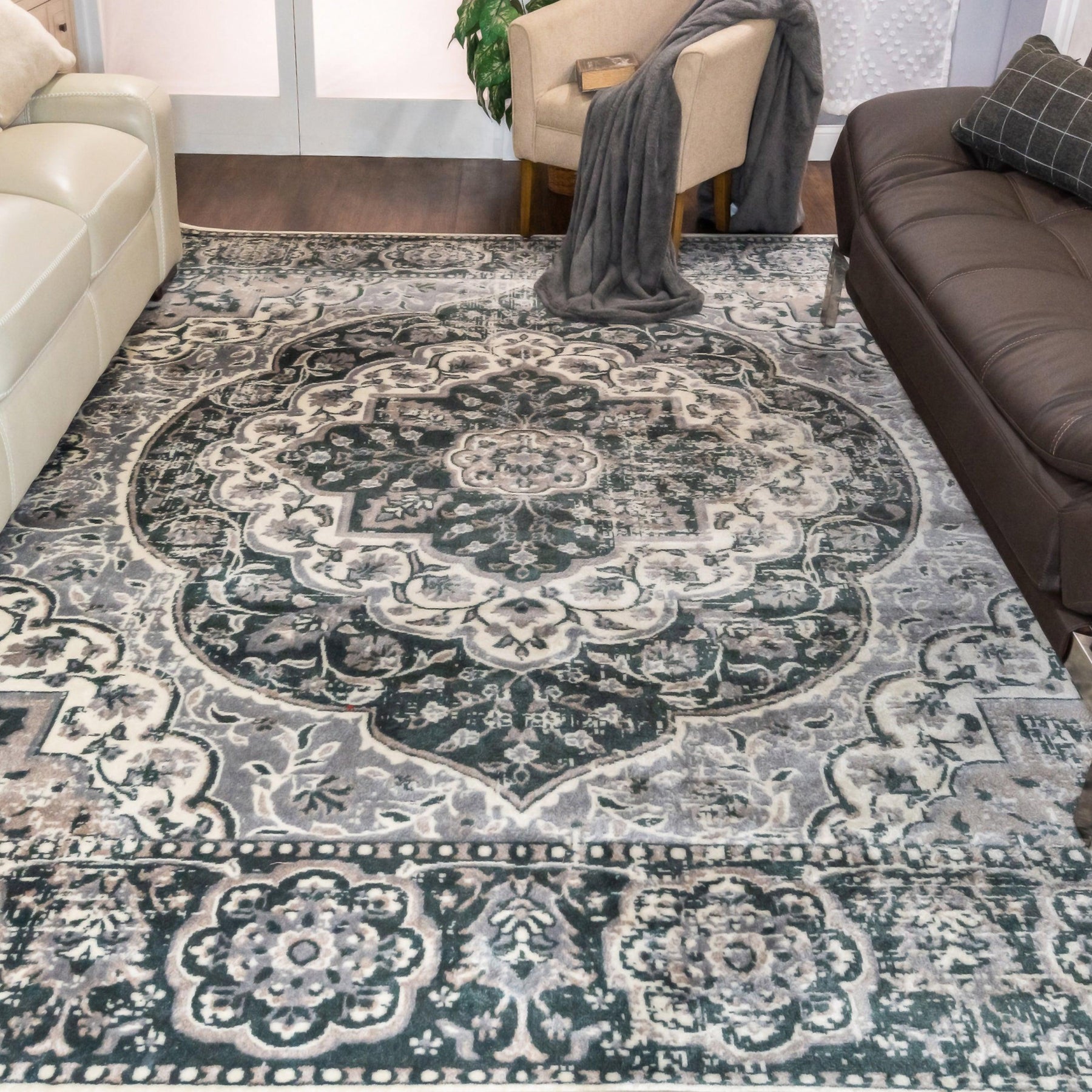 Bodhi Vintage Floral Medallion Indoor Area Rugs or Runner Rug