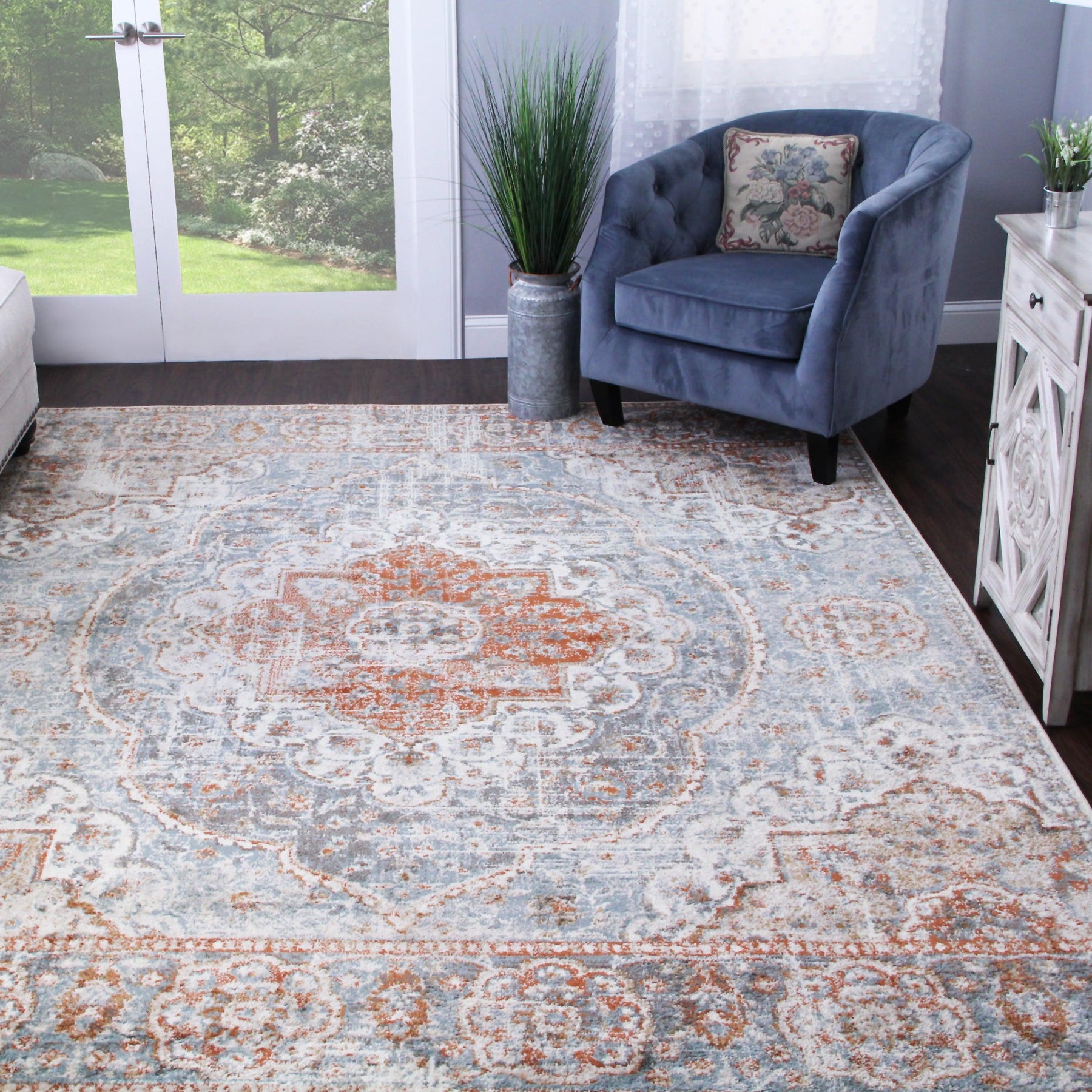 Bodhi Vintage Floral Medallion Indoor Area Rugs or Runner Rug