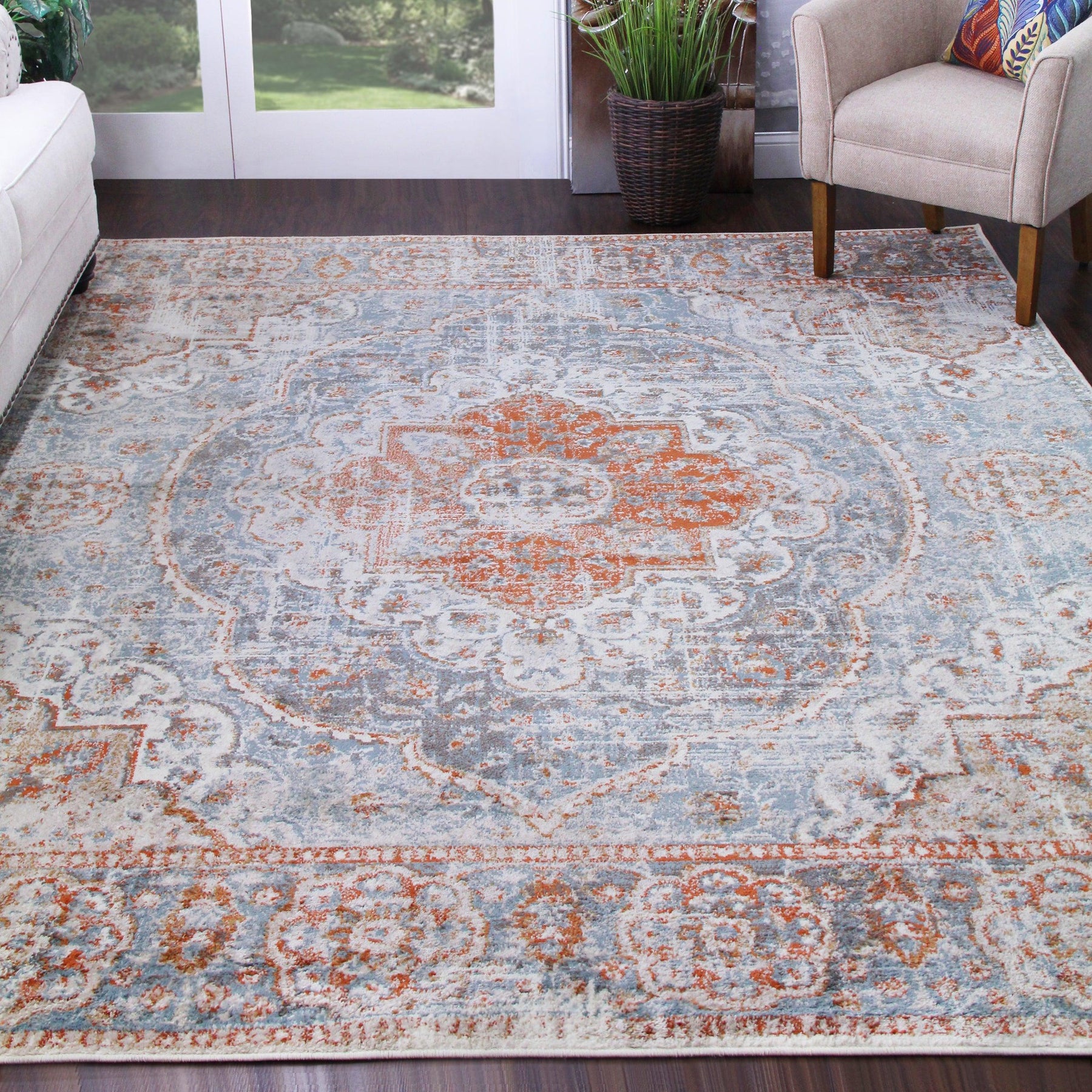 Bodhi Vintage Floral Medallion Indoor Area Rugs or Runner Rug
