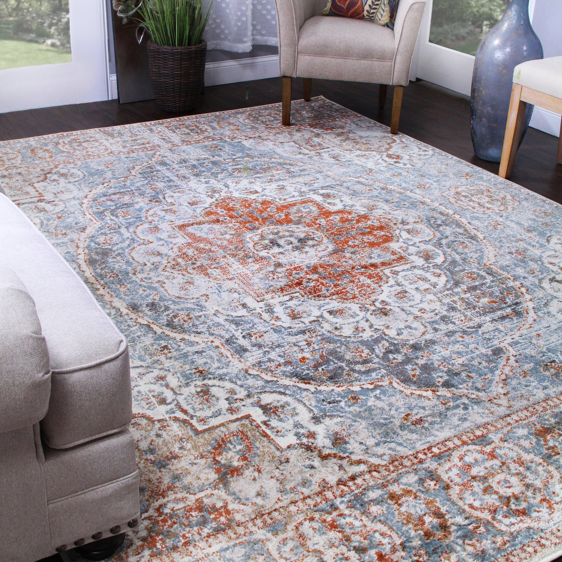 Bodhi Vintage Floral Medallion Indoor Area Rugs or Runner Rug