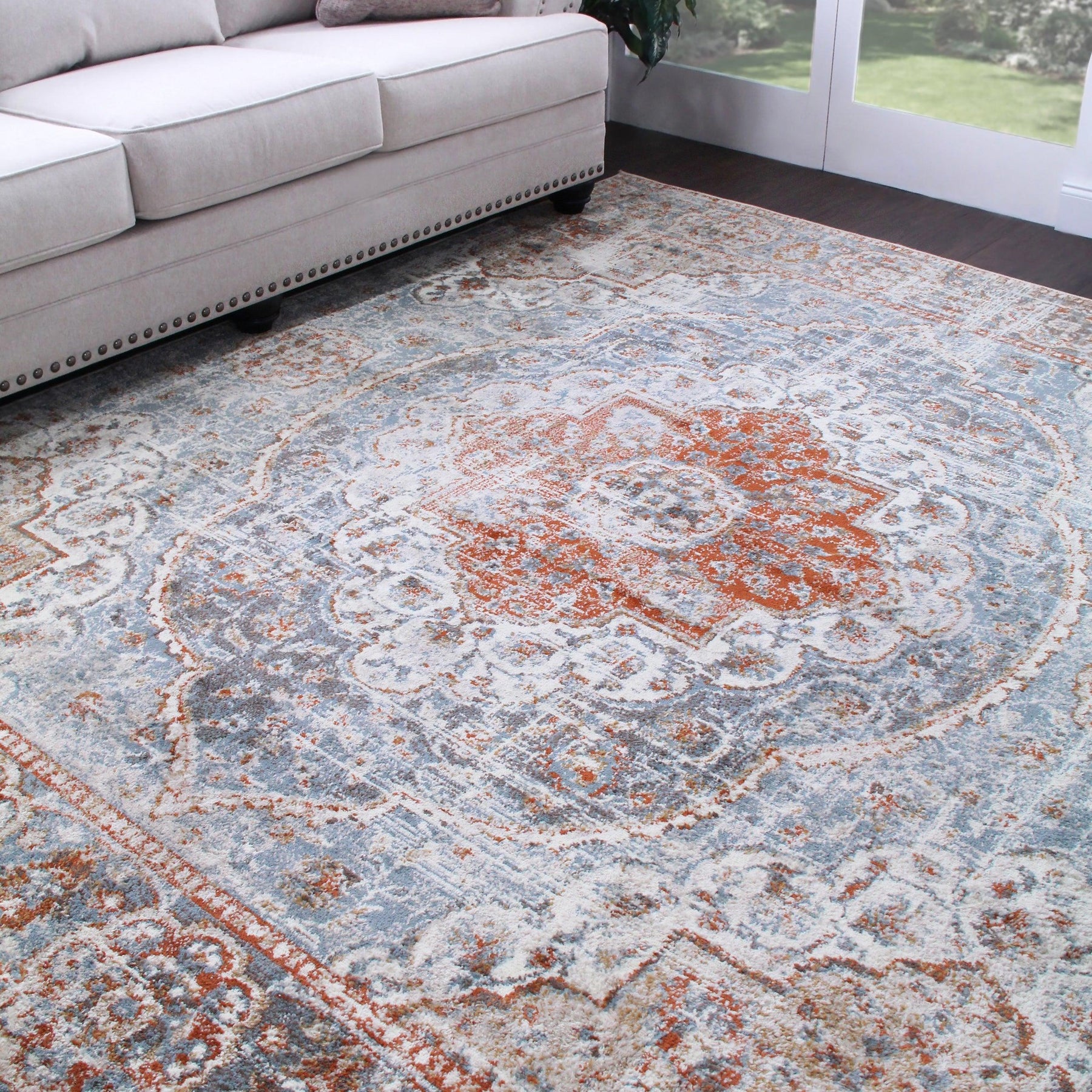 Bodhi Vintage Floral Medallion Indoor Area Rugs or Runner Rug
