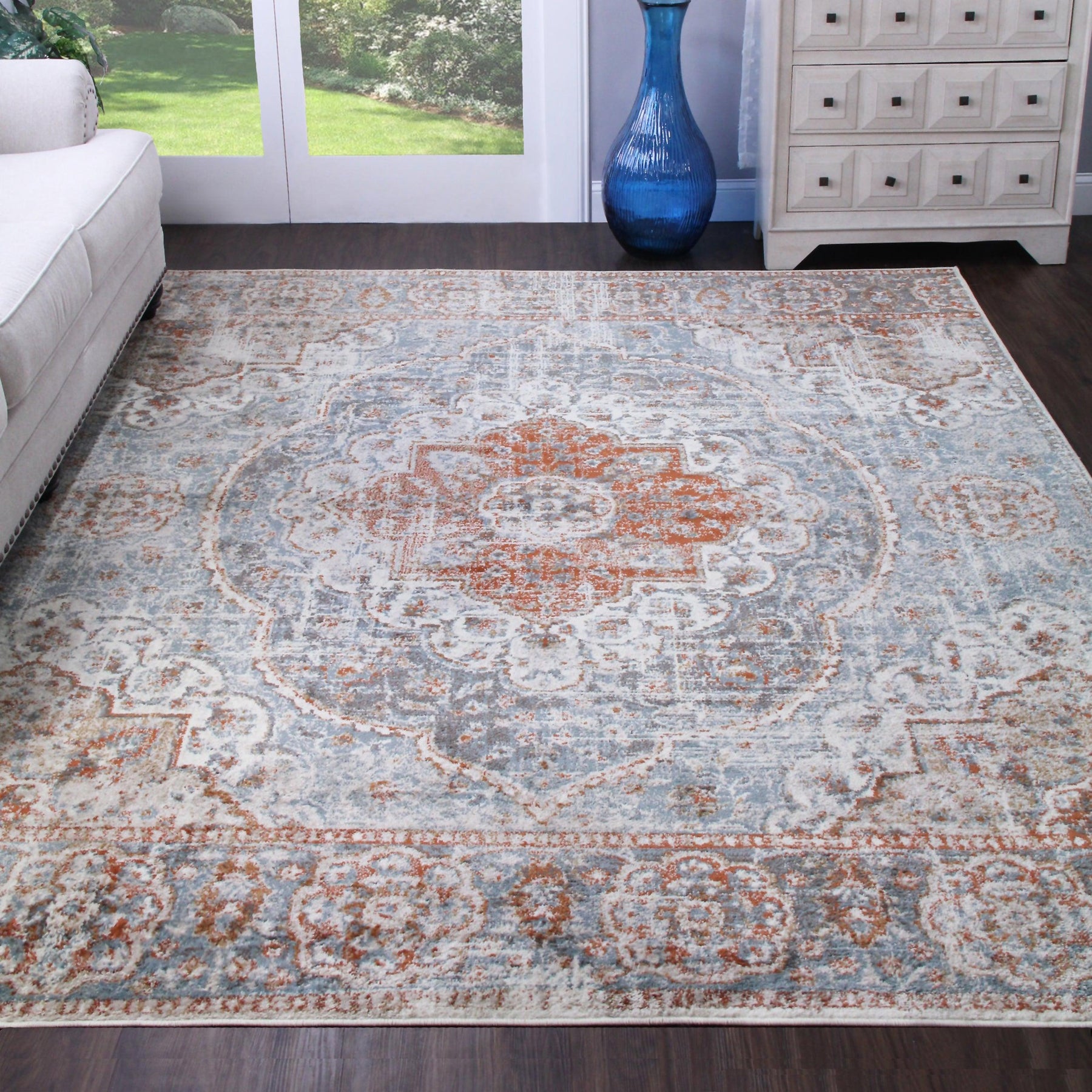 Bodhi Vintage Floral Medallion Indoor Area Rugs or Runner Rug