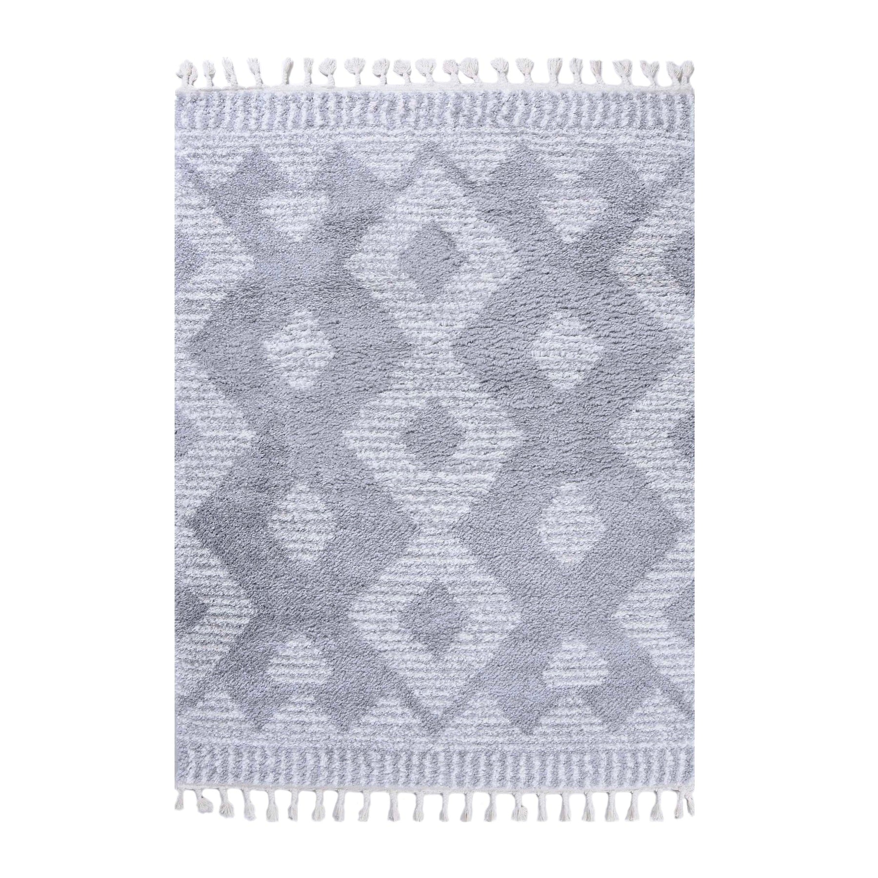 Bohemian Geometric Indoor Plush Shag Area Rug with Tassels