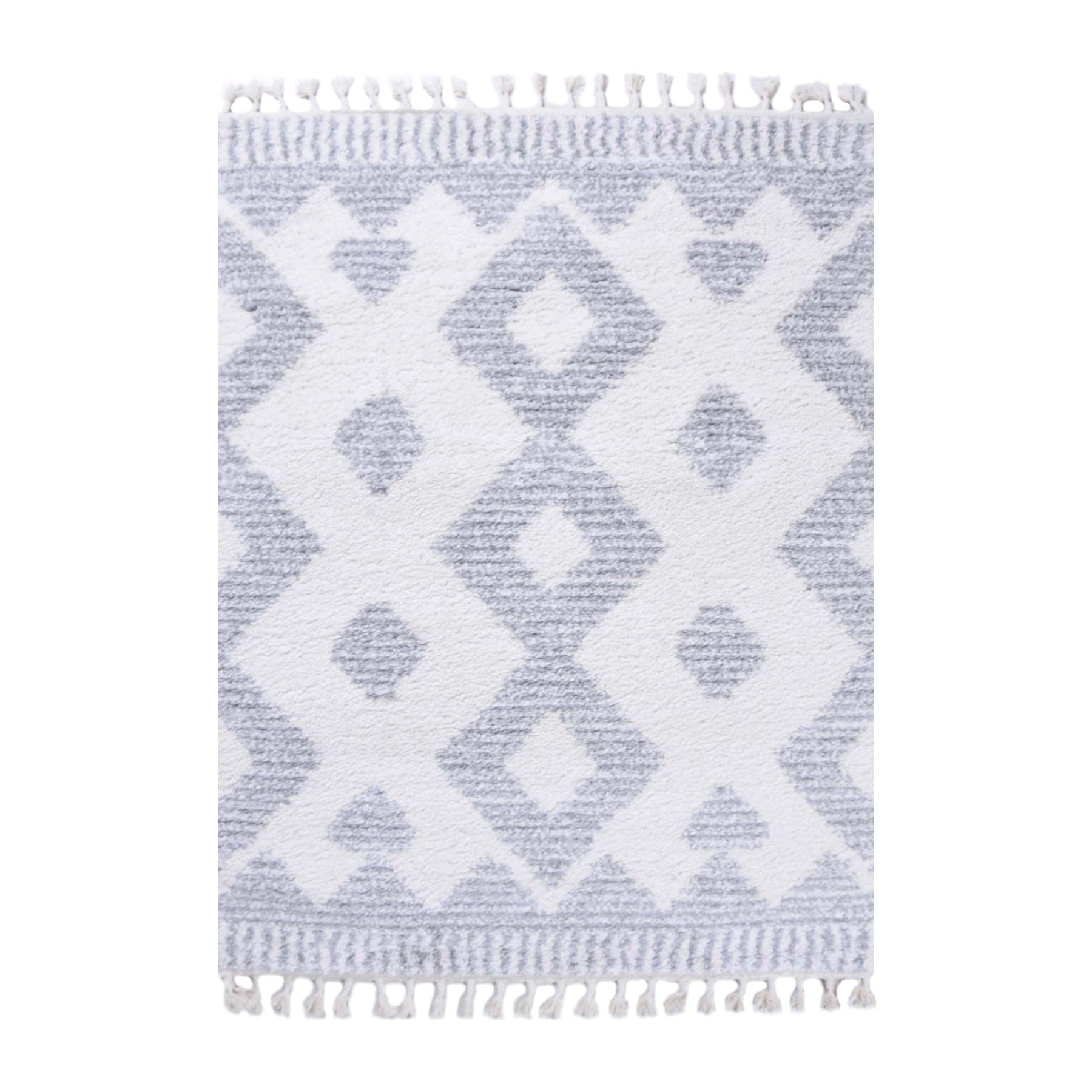 Bohemian Geometric Indoor Plush Shag Area Rug with Tassels