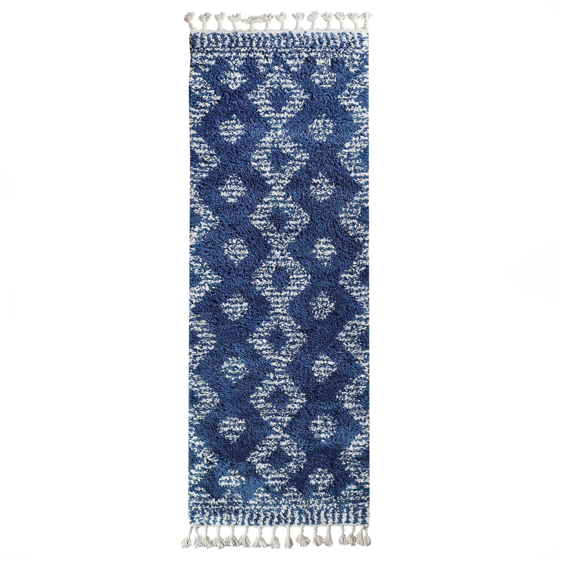 Bohemian Geometric Indoor Plush Shag Area Rug with Tassels