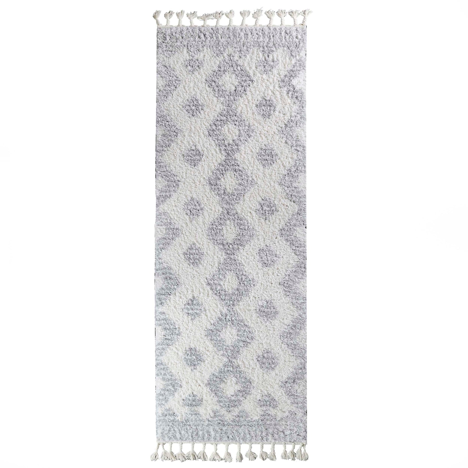Bohemian Geometric Indoor Plush Shag Area Rug with Tassels