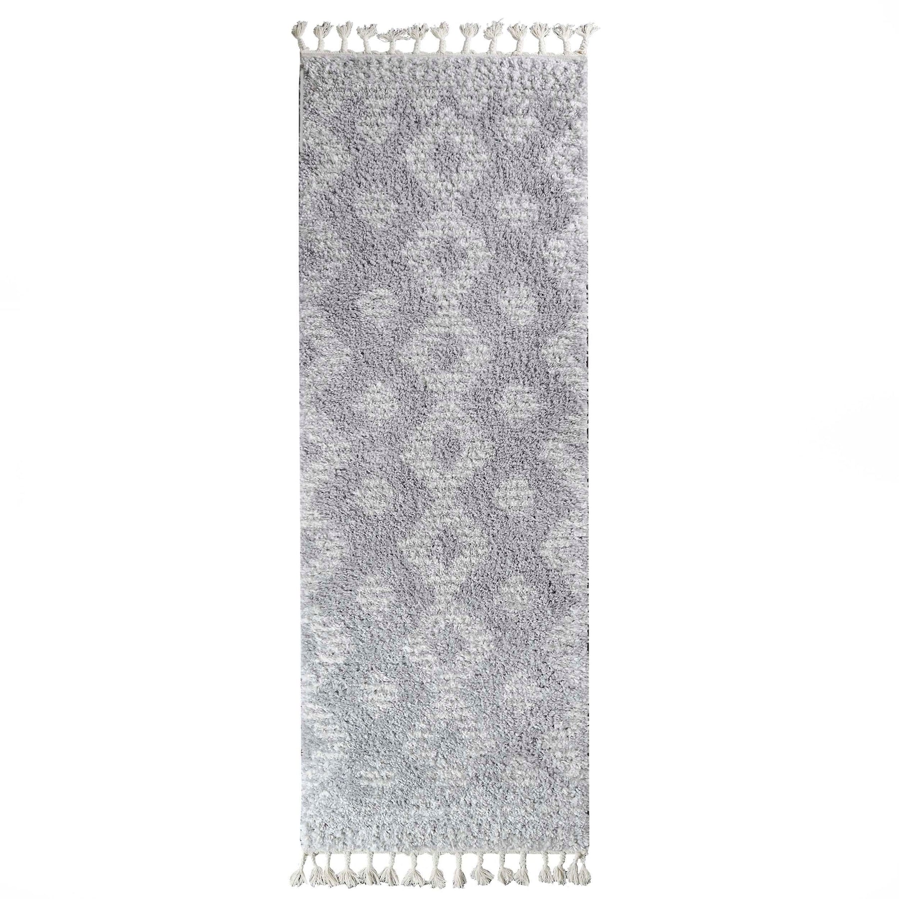 Bohemian Geometric Indoor Plush Shag Area Rug with Tassels
