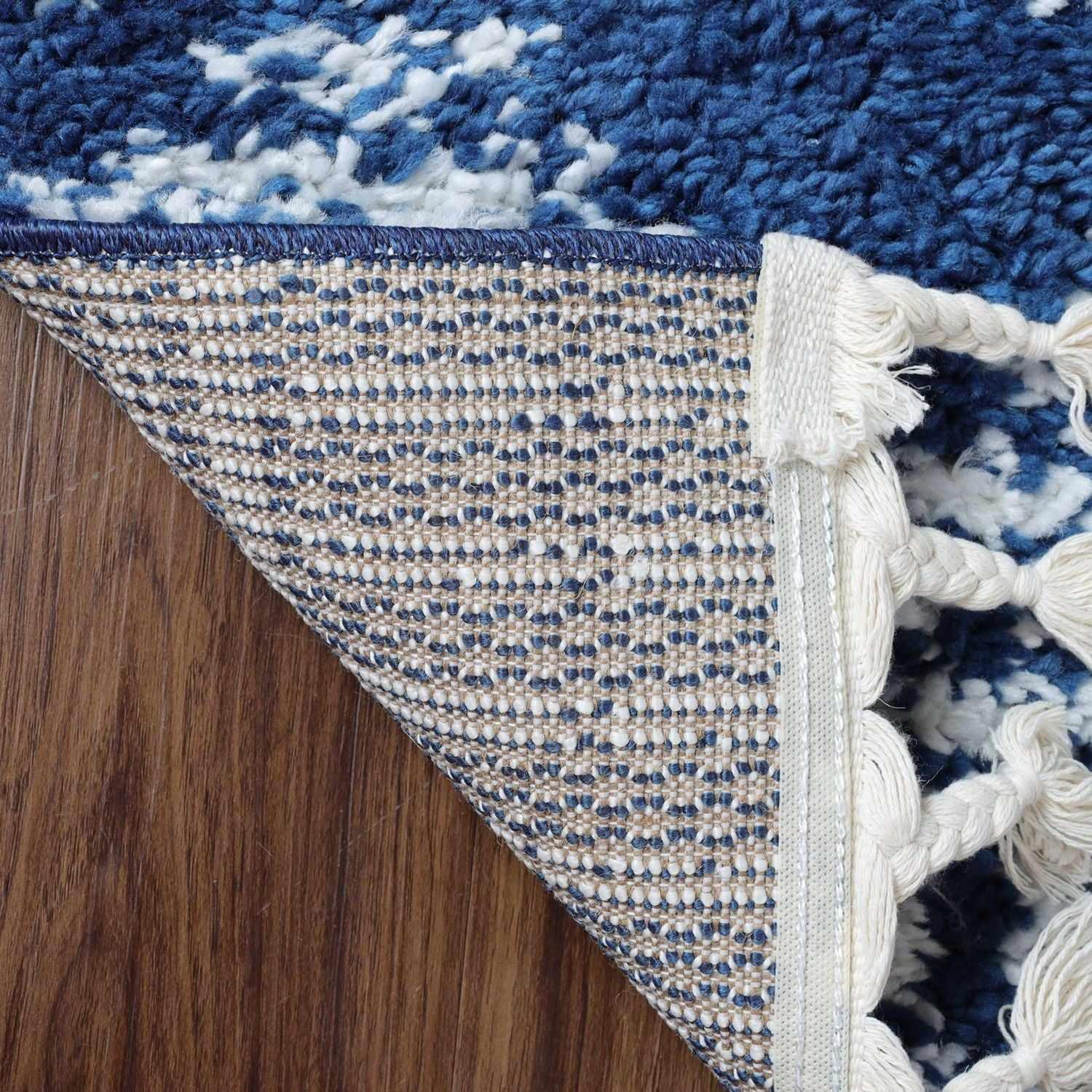Bohemian Geometric Indoor Plush Shag Area Rug with Tassels