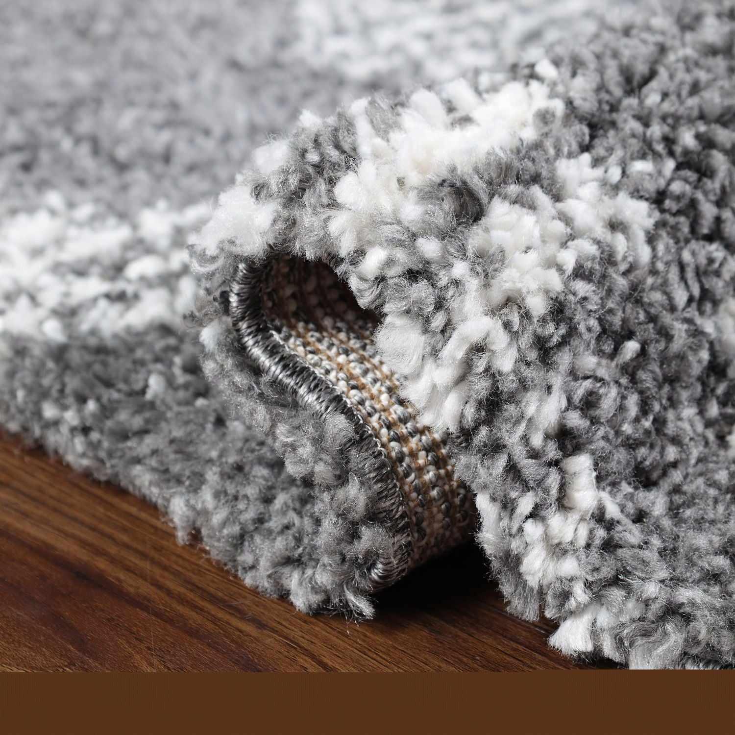 Bohemian Geometric Indoor Plush Shag Area Rug with Tassels